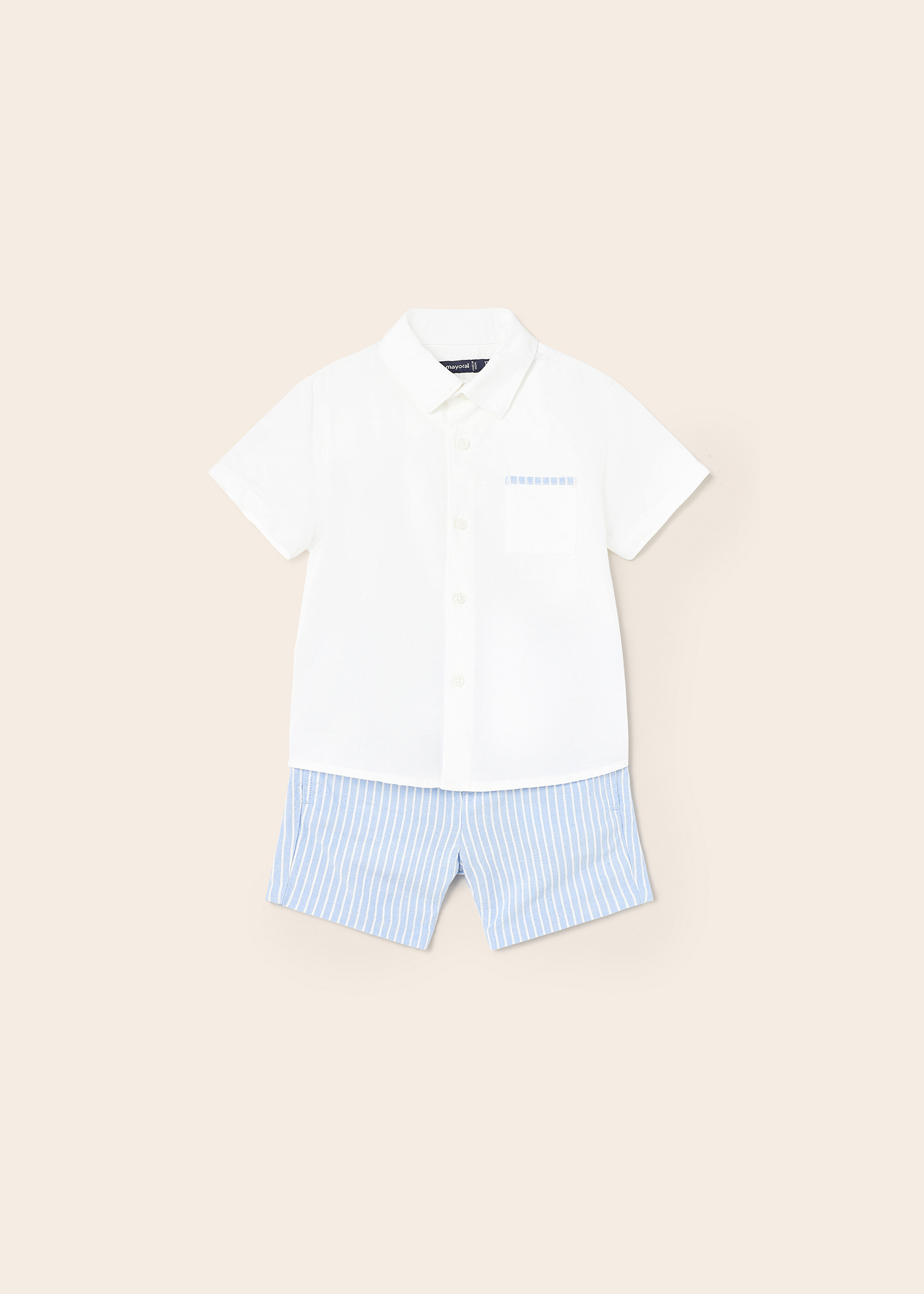 Conjunto de duas peças de bermuda e camisa de linho para bebê