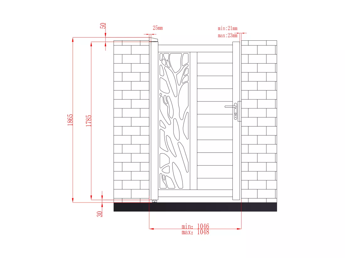 Portillon battant aluminium semi ajouré à motifs L105 x H187 cm anthracite LABRIT II