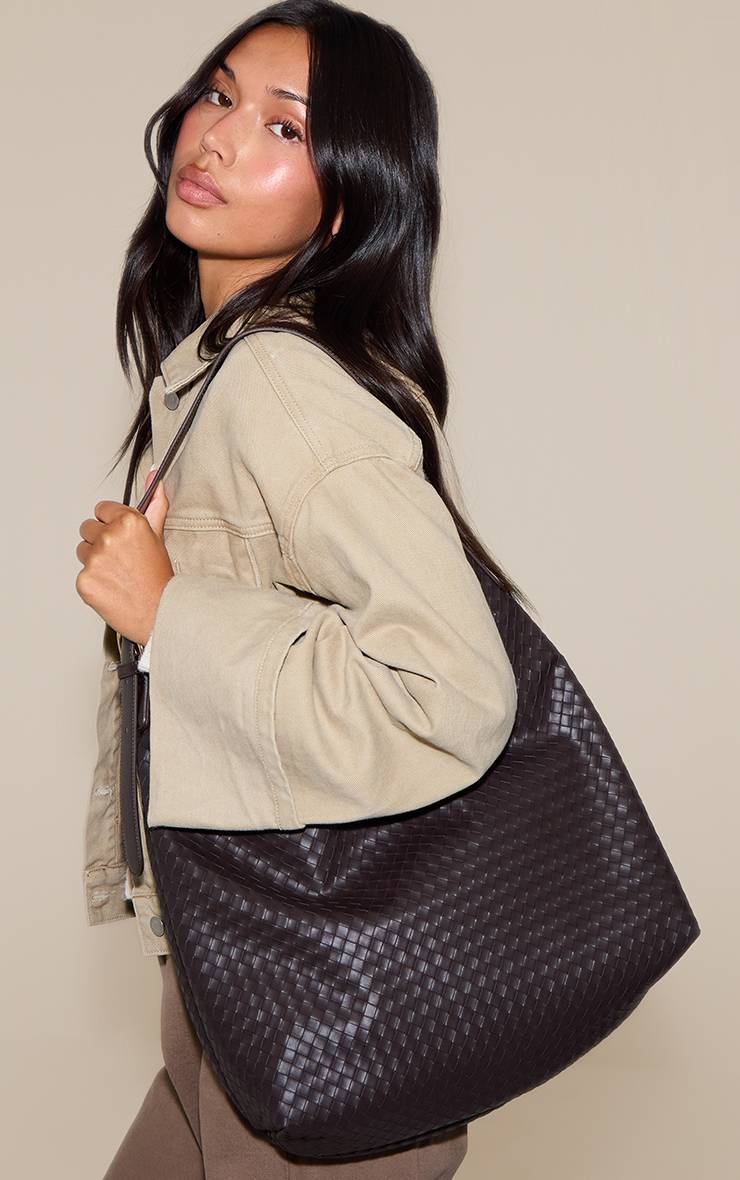 Chocolat Sac À Bandoulière En Synthétique Tressé