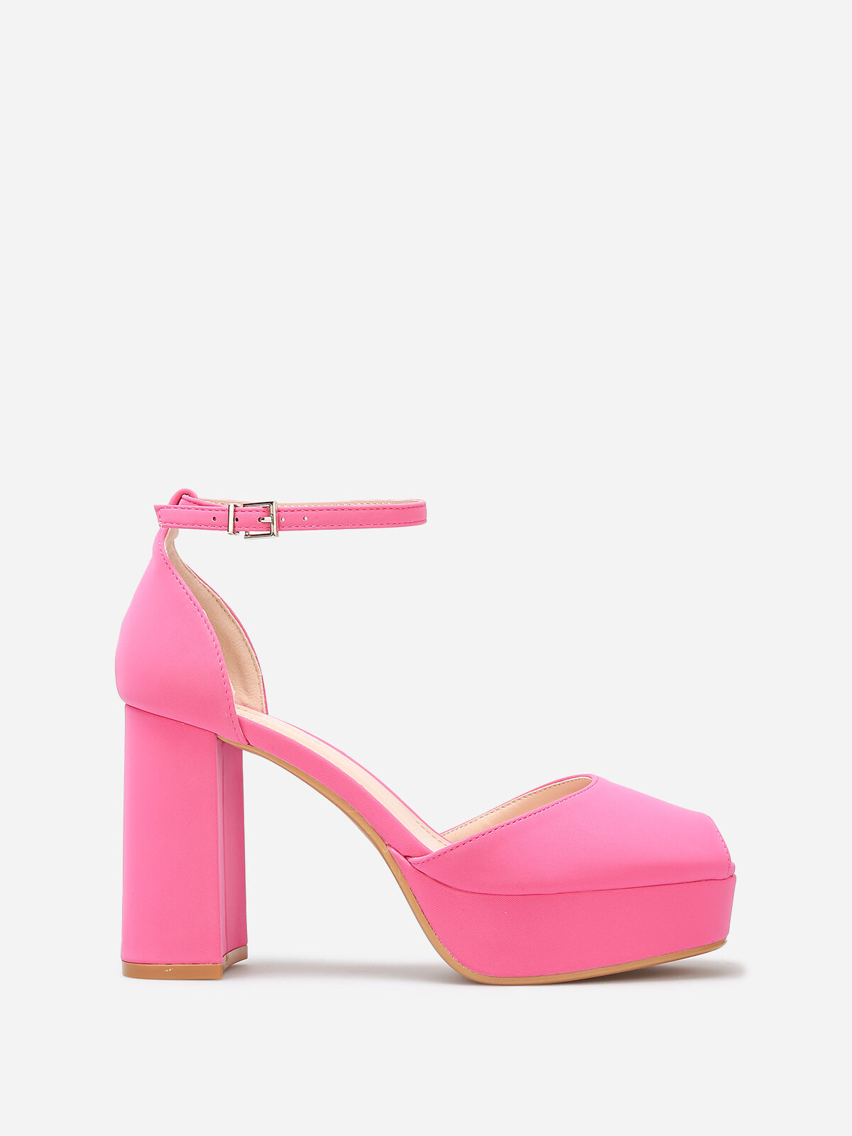 Escarpins peep toes à plateforme- Fuchsia