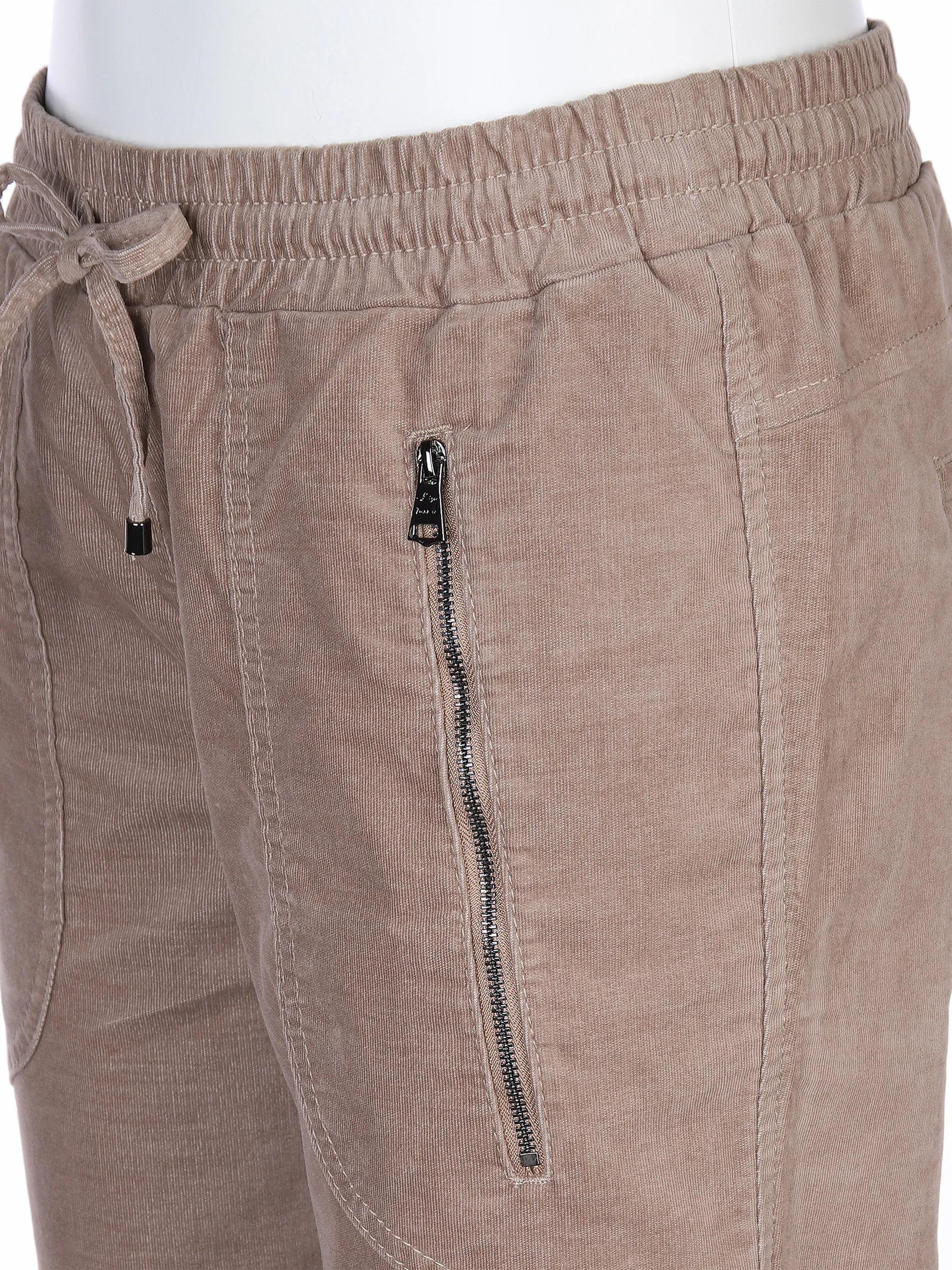 Damen Cord-Samthose mit Zippertaschen