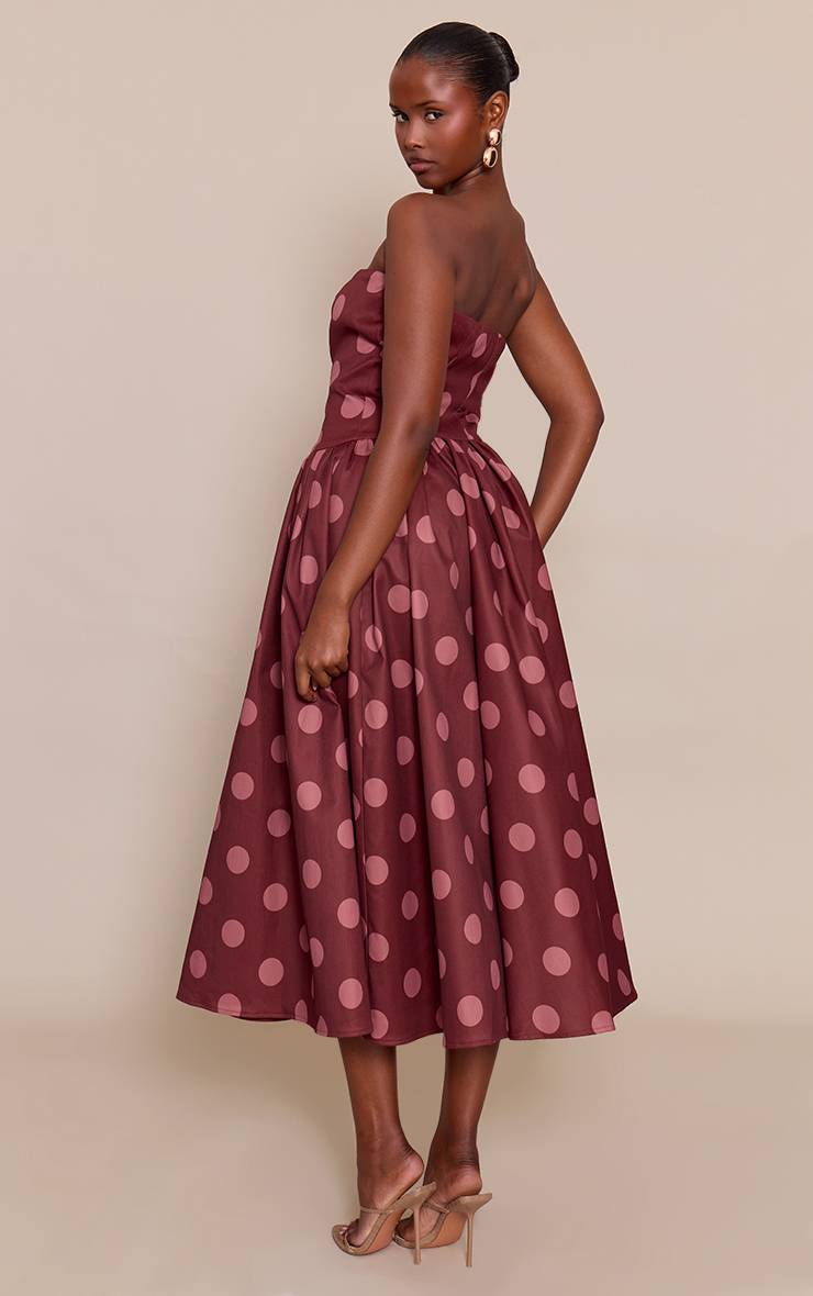 Rose Pâle Robe Patineuse Mi-longue À Bandeau Froncé En Tissu Tissé