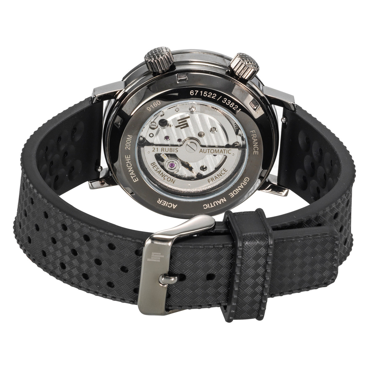 Montre Lip homme automatique acier bracelet silicone noir