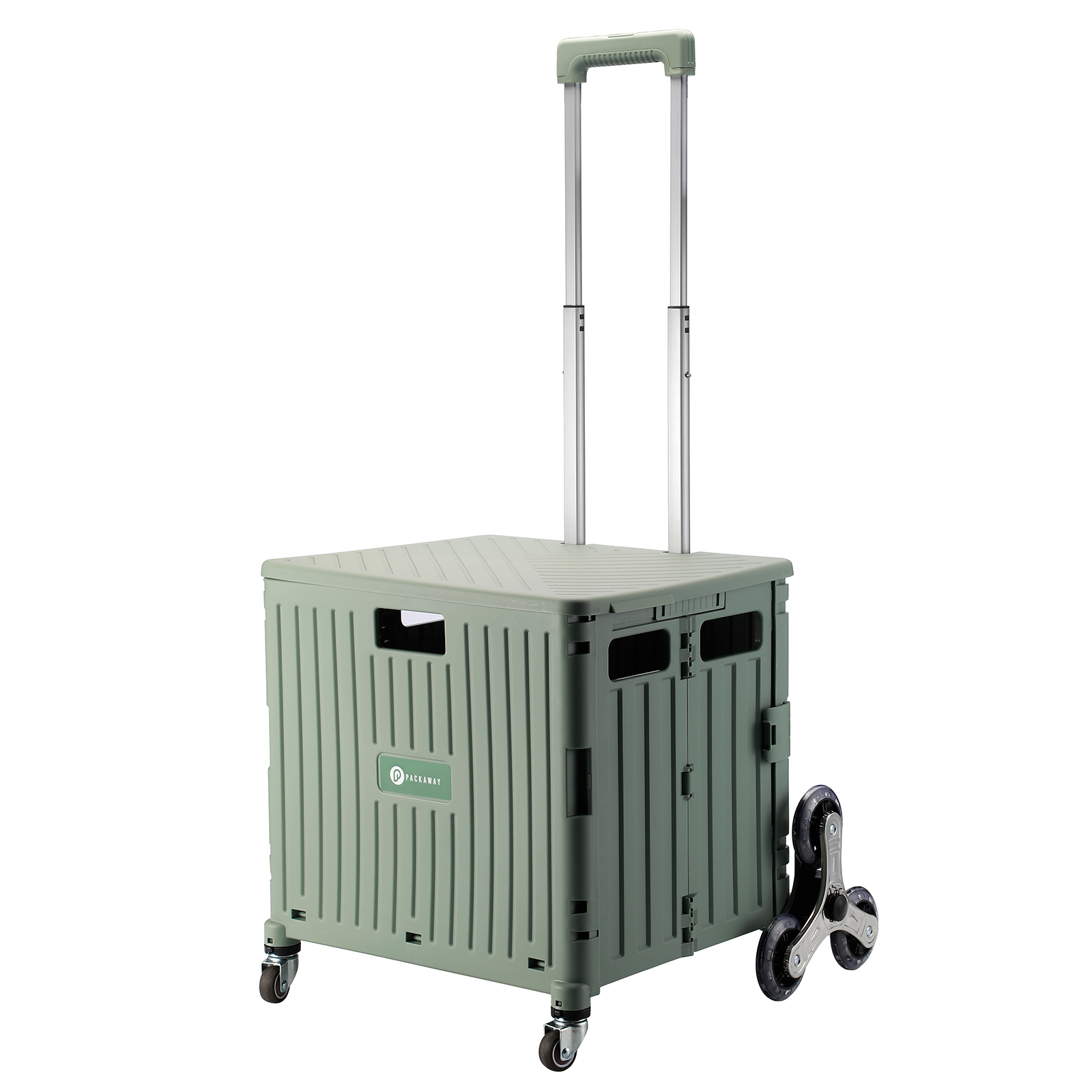 Packaway 50 liter boodschappentrolley met trapwielen - Green