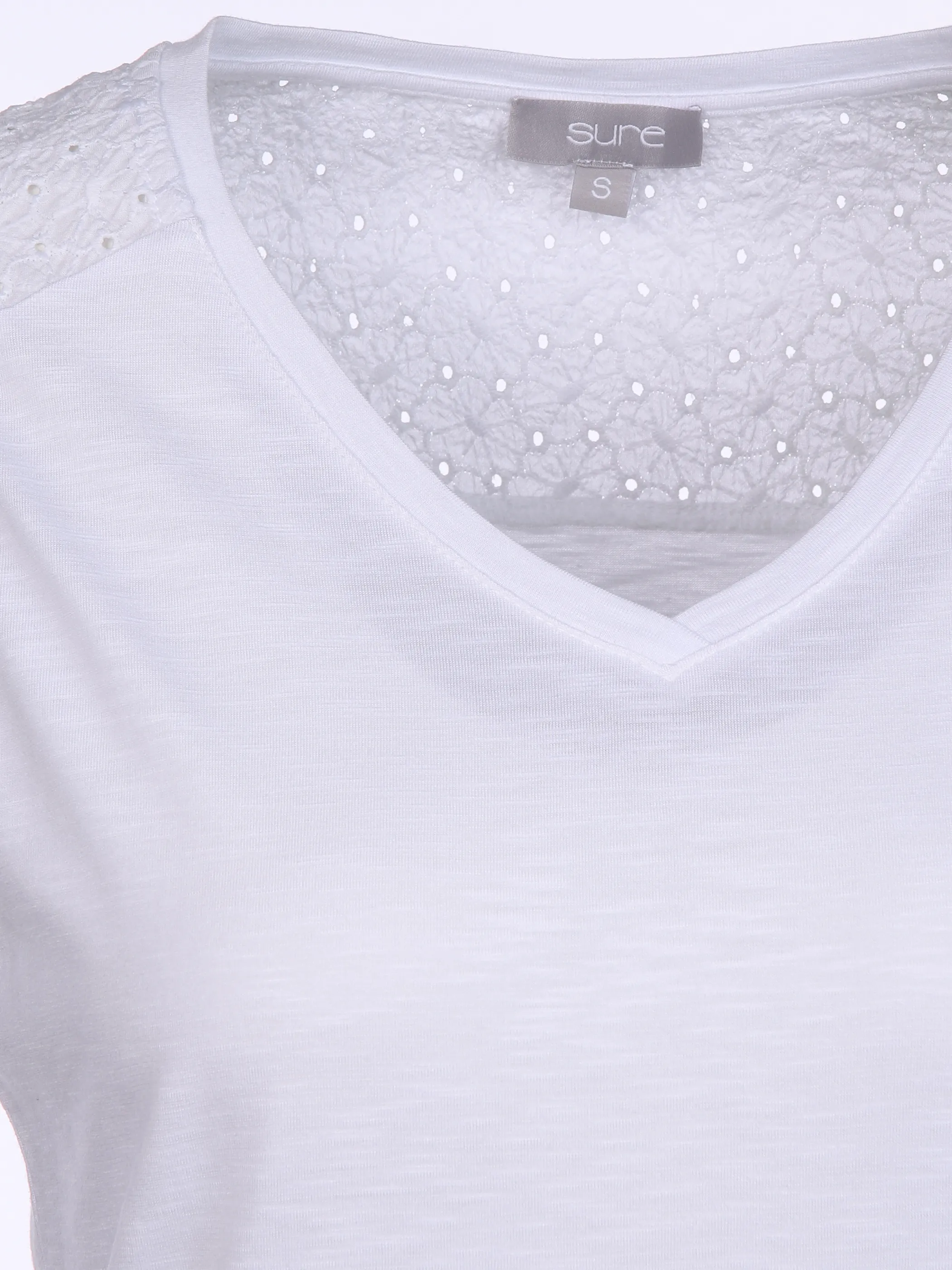 Damen Jerseytop mit Spitzenpasse