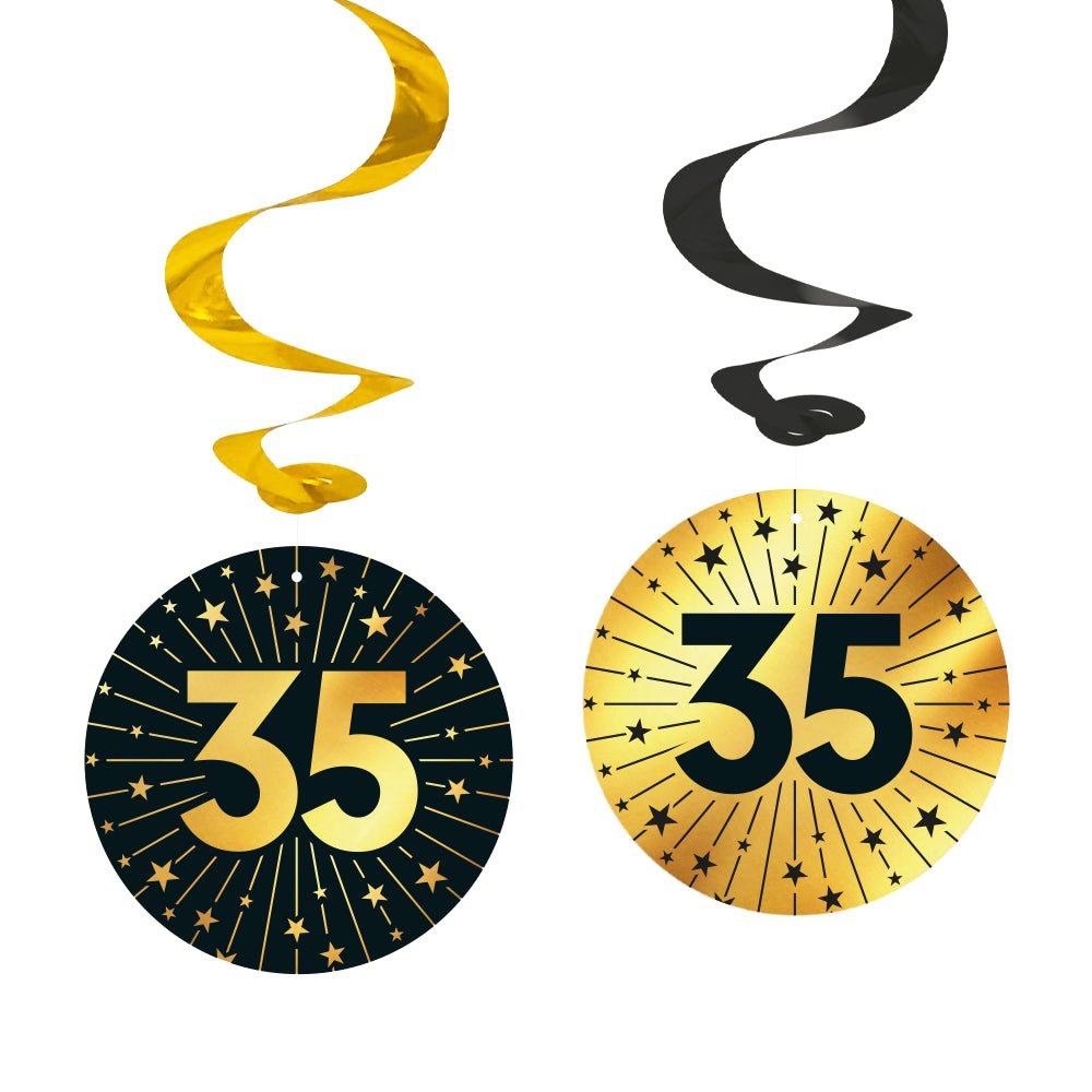 35 Jaar Hangdecoratie Goud Zwart 95cm 4st