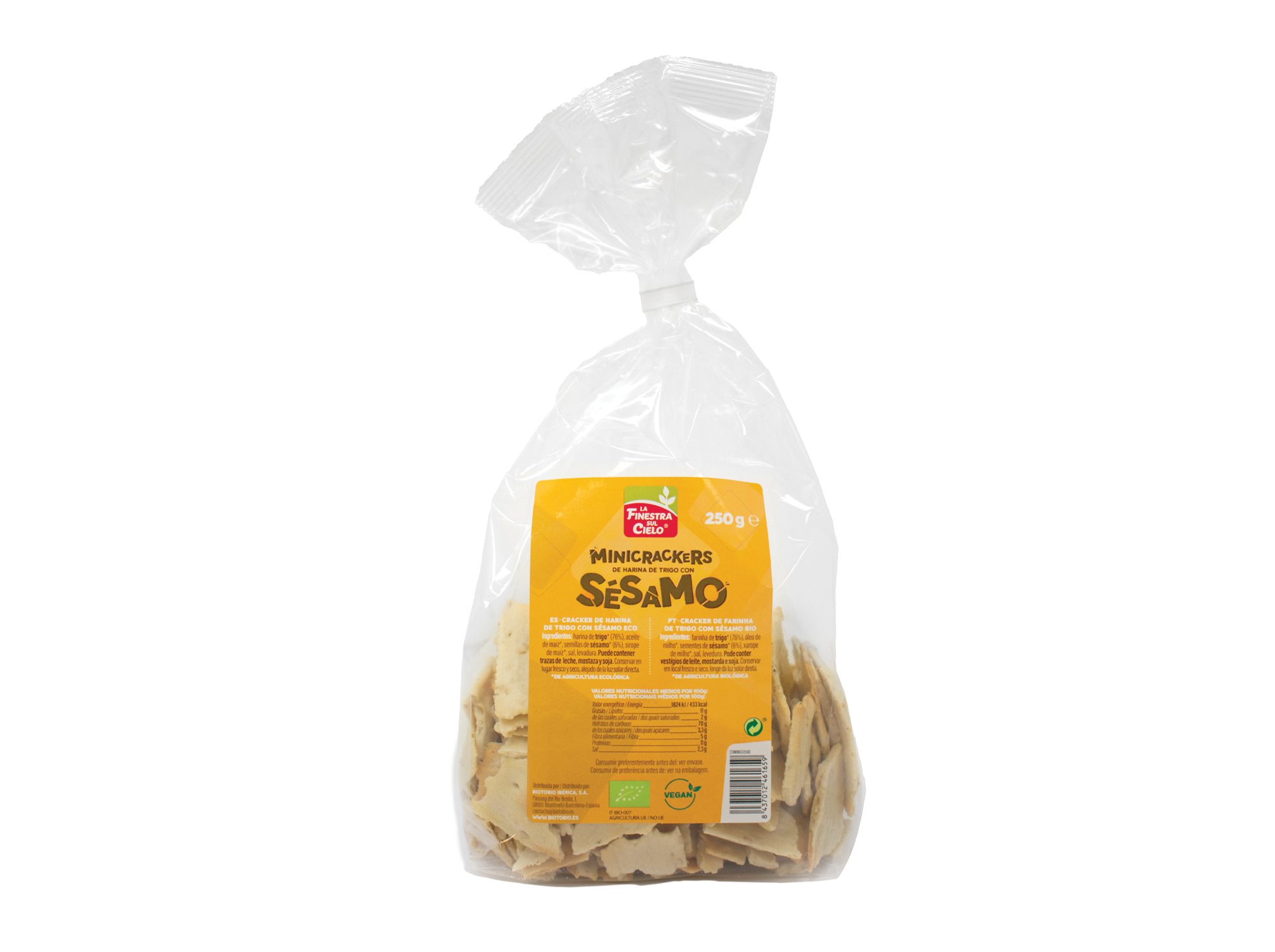 MINI CRACKERS LA FINESTRA DE TRIGO E SÉSAMO BIO 250 G