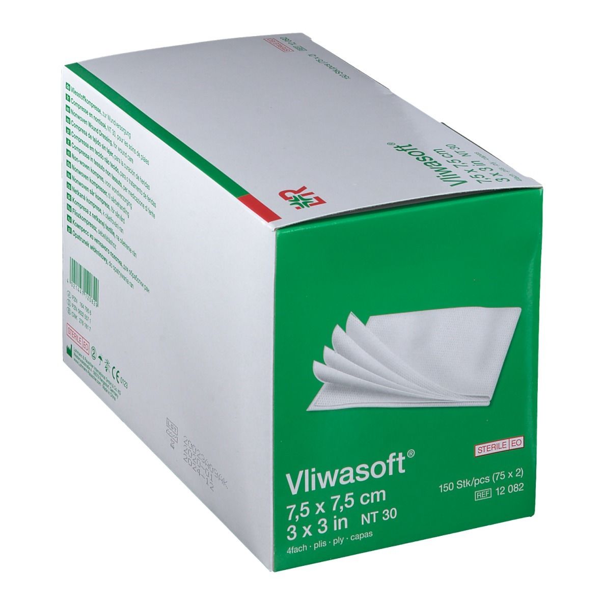 Vliwasoft® Vliesstoffkompresse 7,5 cm x 7,5 cm 4lagig steril