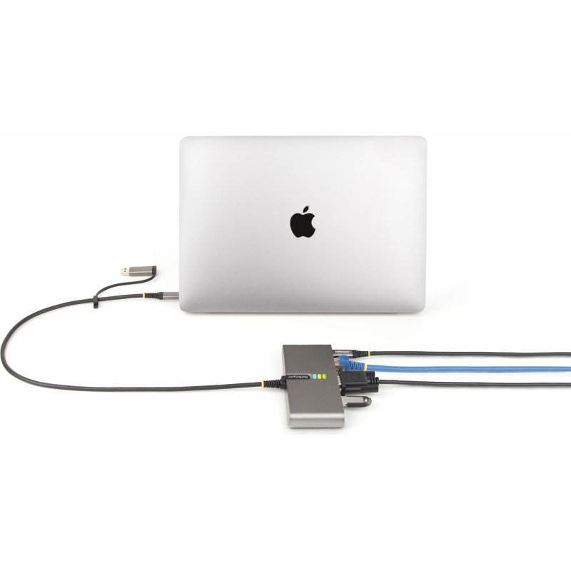 StarTech.com Hub USB-C à 2 Ports USB-A avec Ethernet et RS-232, Dongle USB-C vers USB-A, 100W PD Pass-Through, 2x USB-A 5Gbps, Gigabit Ethernet, Série RS232 (FTDI)