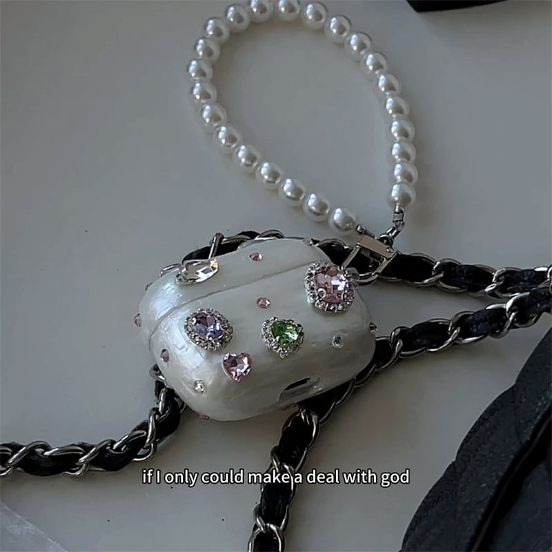 Edgin - Strass AirPods / Pro oortelefoonhoesje / Kunstparelband / Set