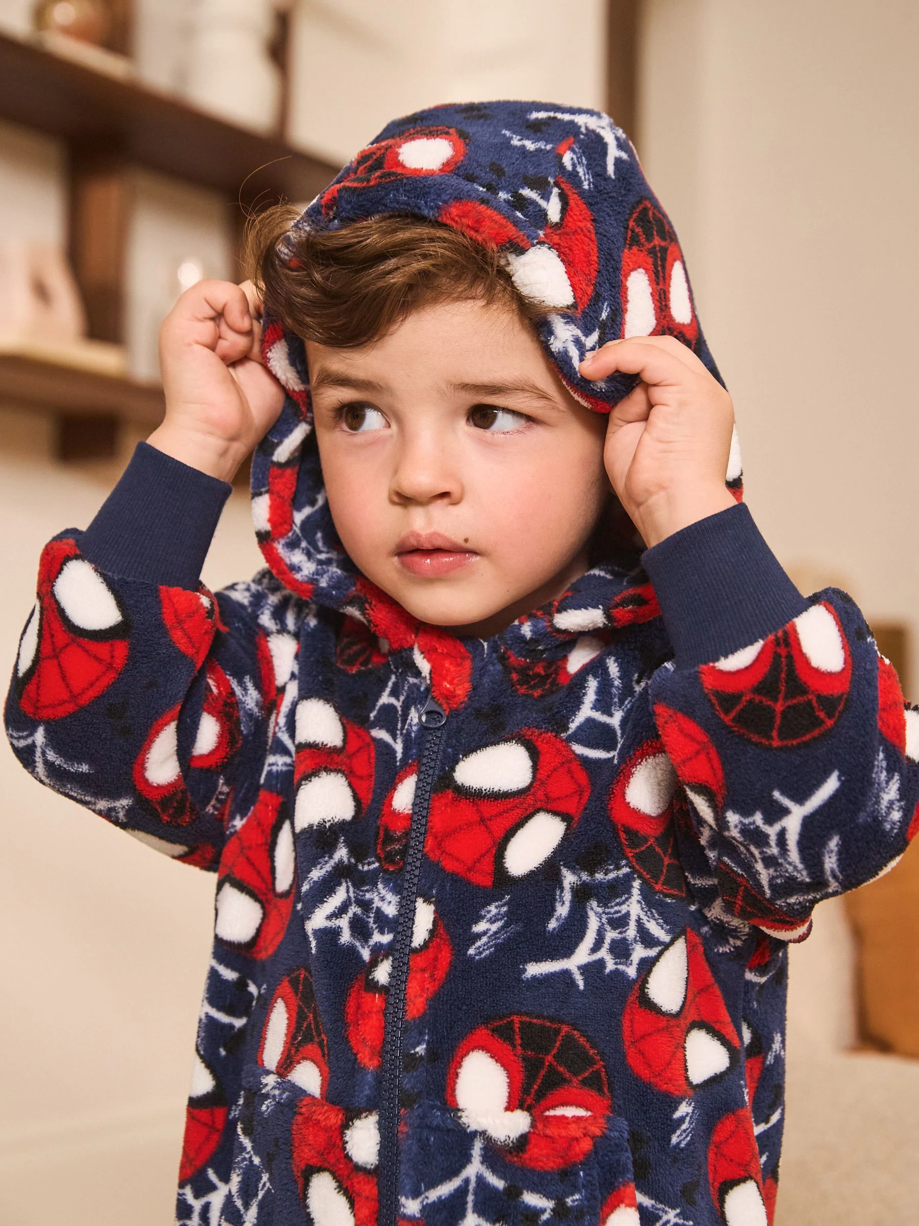 Navy/Red Spiderman - Fleece onesie met licentie (9mnd-10jr)