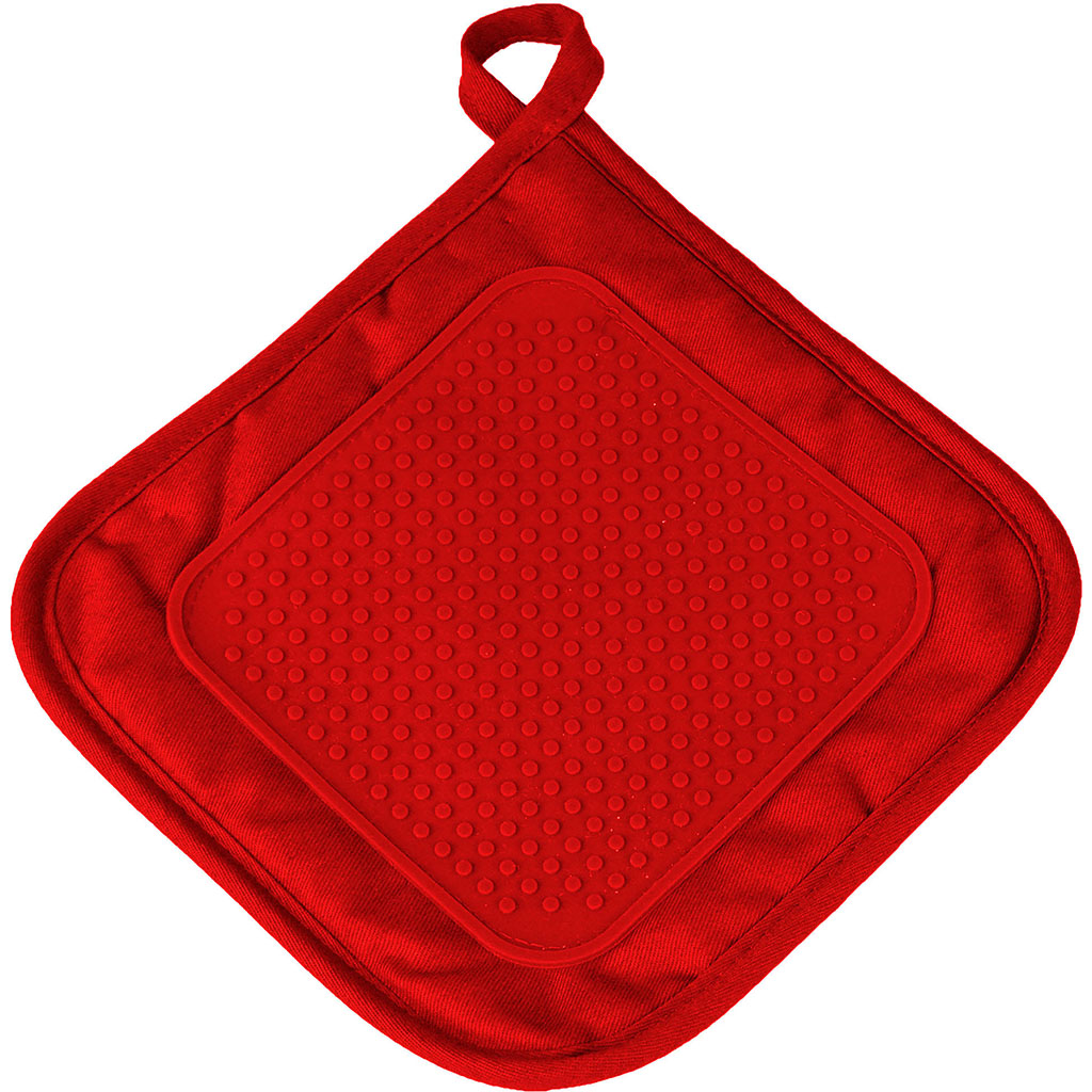 Manique polycoton et silicone rouge 19x19cm