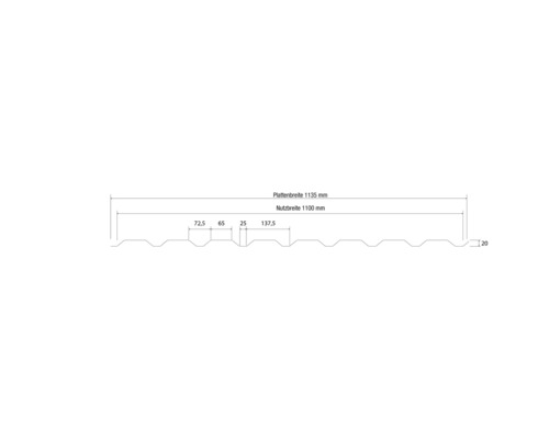 PRECIT trapezium wandpaneel W20LA dennengroen RAL 6020 vaste breedte 1135 mm x dikte 0,5 mm (verkocht per meter van 150 tot max. 900 cm)