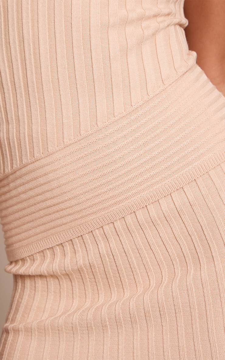 Beige Jupe Mini En Maille Côtelée