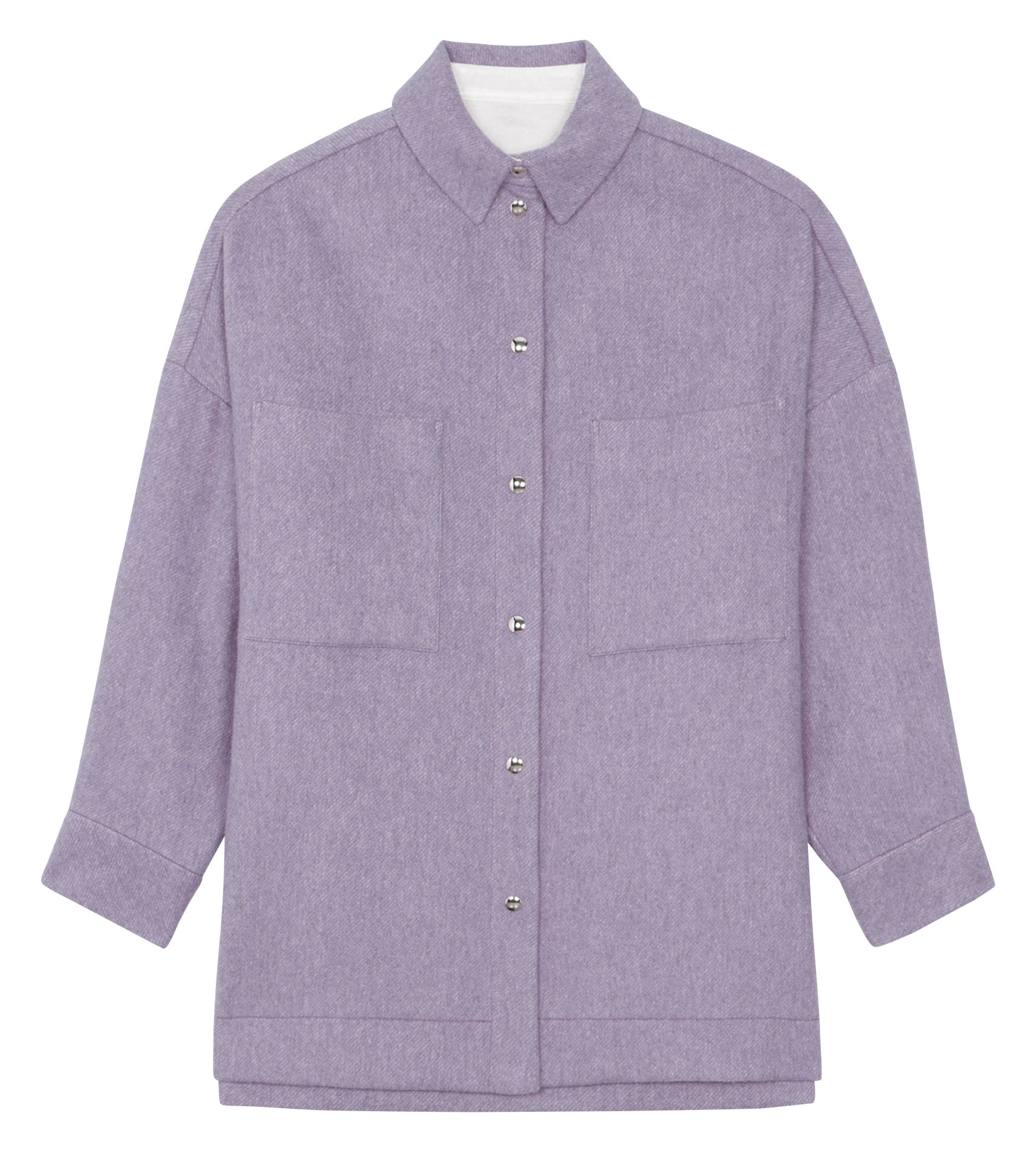 BARDAK - Surchemise col classique en laine mélangée | Violet