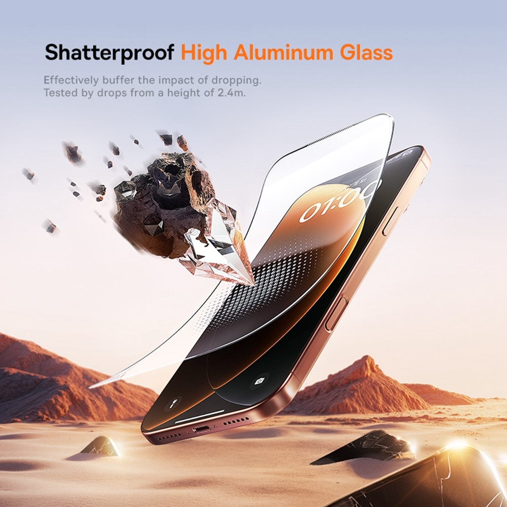 (2er Set) iPhone 17 Pro Vollbild Display Schutzglas mit Rahmen   Montagerahmen