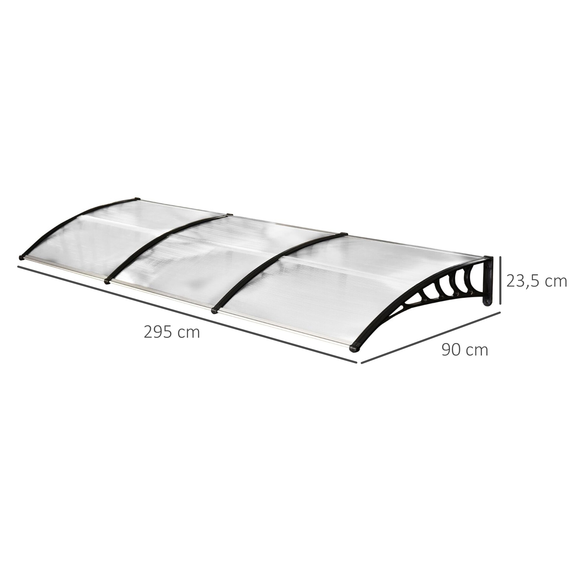 Outsunny Vordach mit Anti UV-Beschichtung weiß 90L x 295B x 23,5H cm