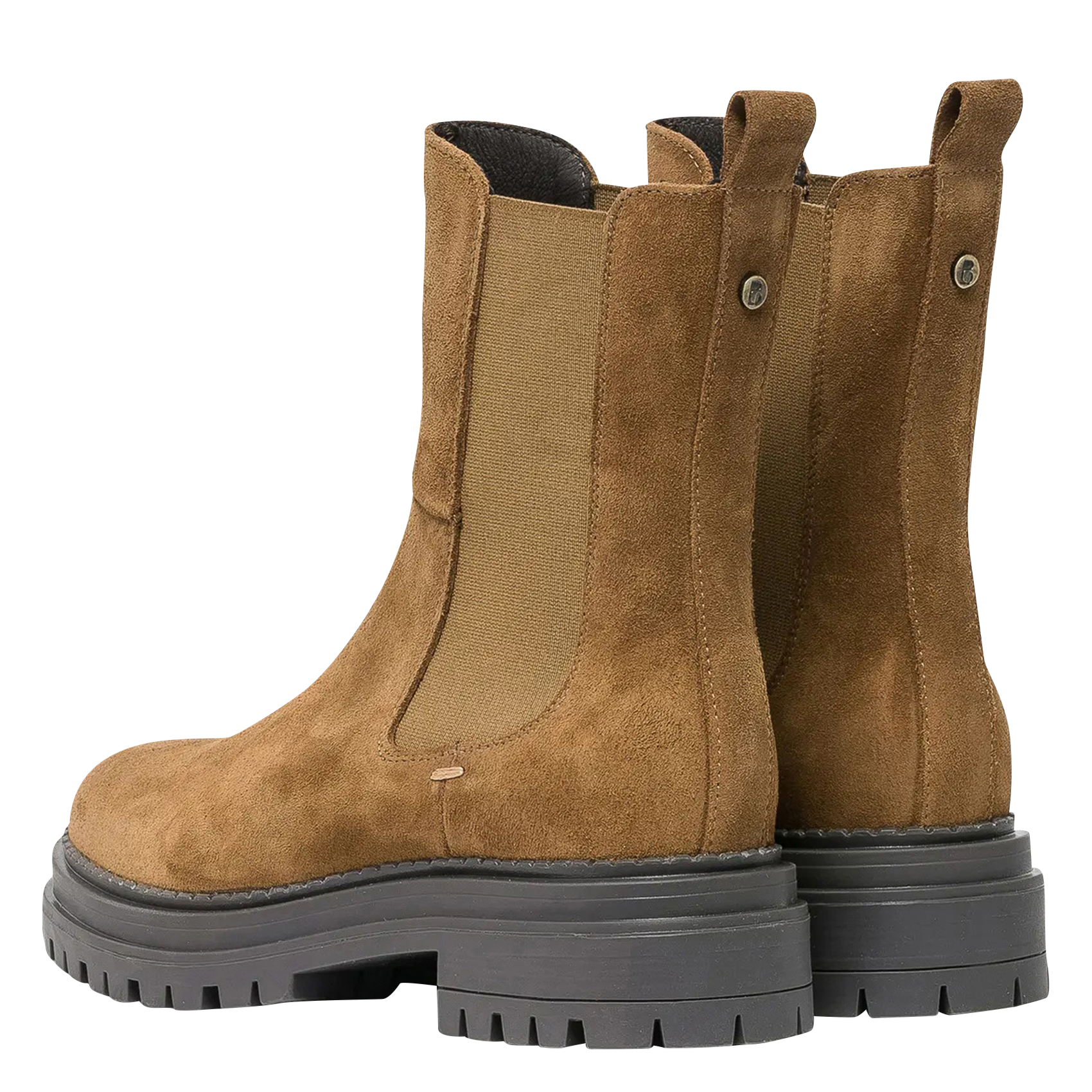 STELLA - Bottines Chelsea crantées en cuir velours | Marron