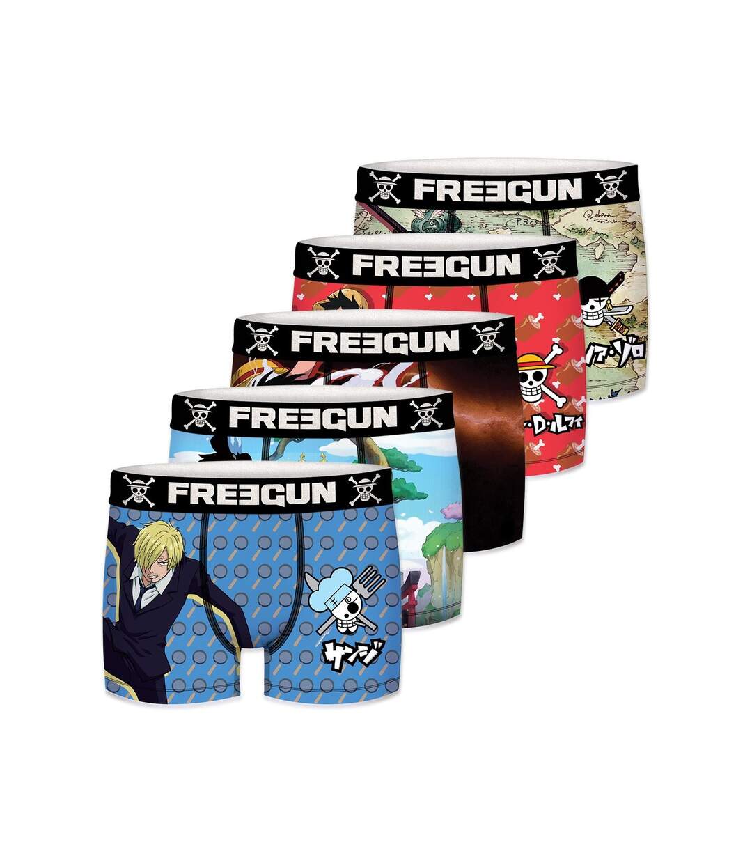Caleçon Homme Luffy, Roronoa zoro, Boxer Homme, ONE PIECE, Confortable et Doux (Lot de 5)