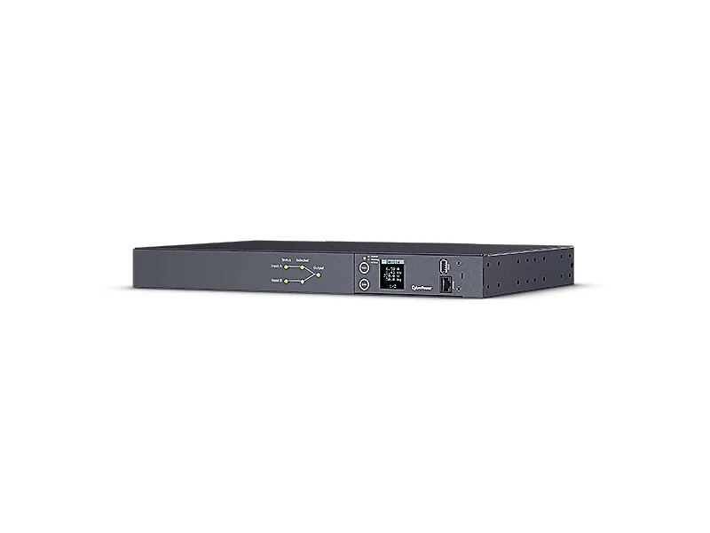 CyberPower Metered ATS Series PDU24005 - Strømfordelingsenhed (rackversion) - AC 200-240 V - 1-faset - serial - input: 2 x IEC 60320 C20 - output-stikforbindelser: 10 (2 x IEC 60320 C19, 8 x IEC 60320 C13) - 1U - 3.05 m ledning - sort