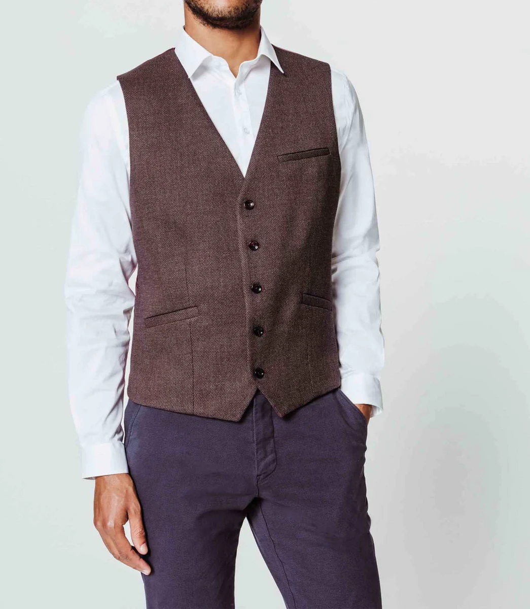 Gilet micro-motif bordeaux