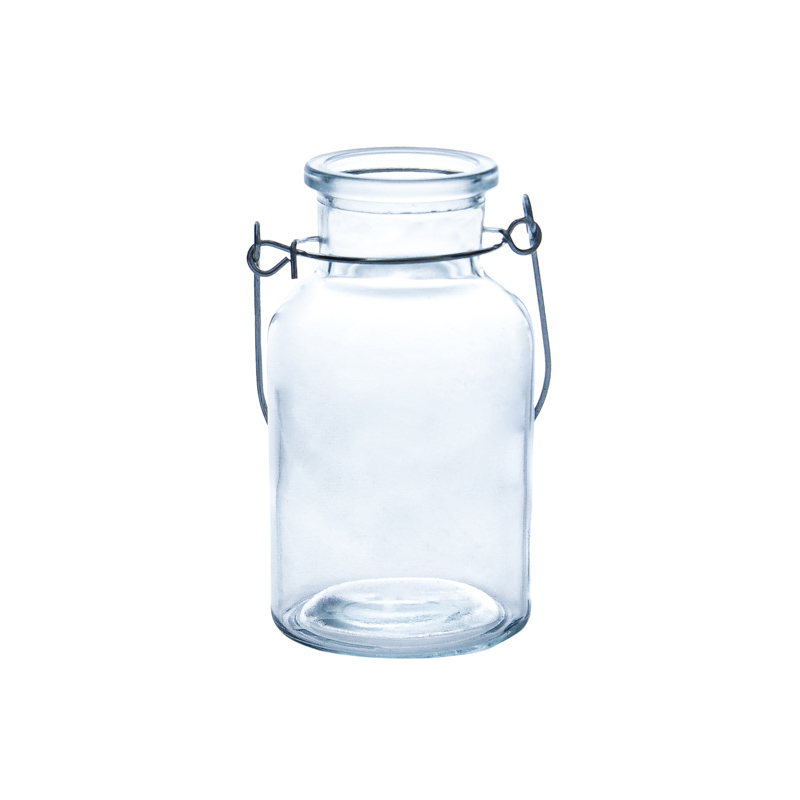 Soliflore avec anse en métal transparent
