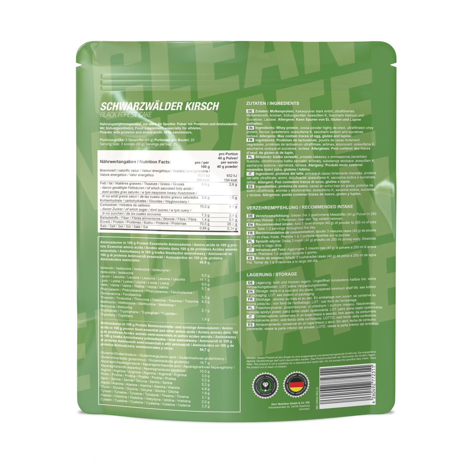 ZEC+ CLEAN CONCENTRATE Protein/ Eiweiß Schwarzwälder Kirsch