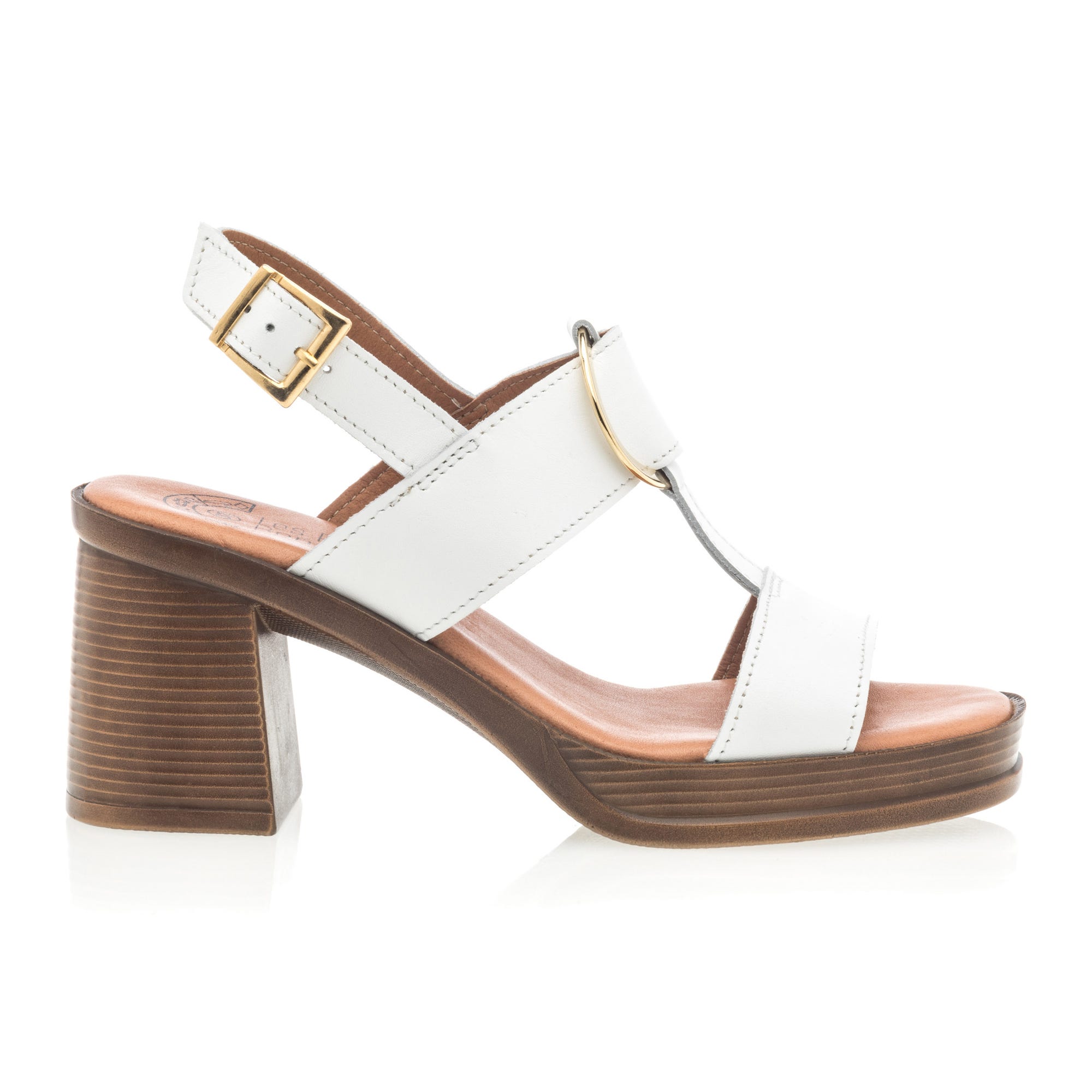 Nu-pieds à talon Femme en cuir blanc