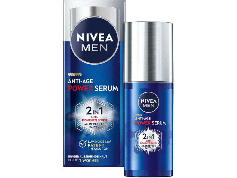 NIVEA MEN Gesichtsserum Anti-Age Power Luminous630 30 ml Serum gegen Pigmentflecken mit Anti-Age-Effekt