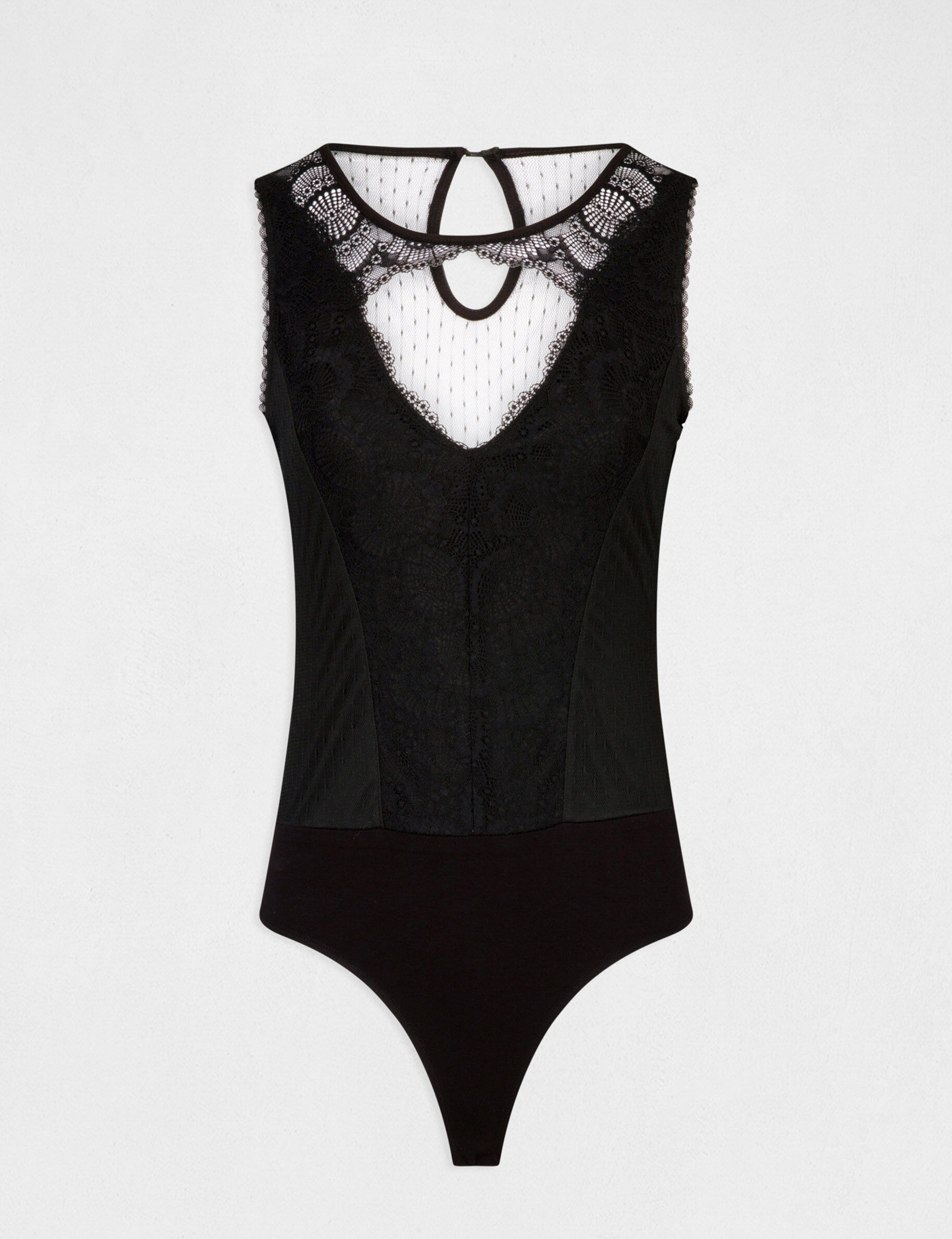 Body sans manches à dentelle noir femme - noir