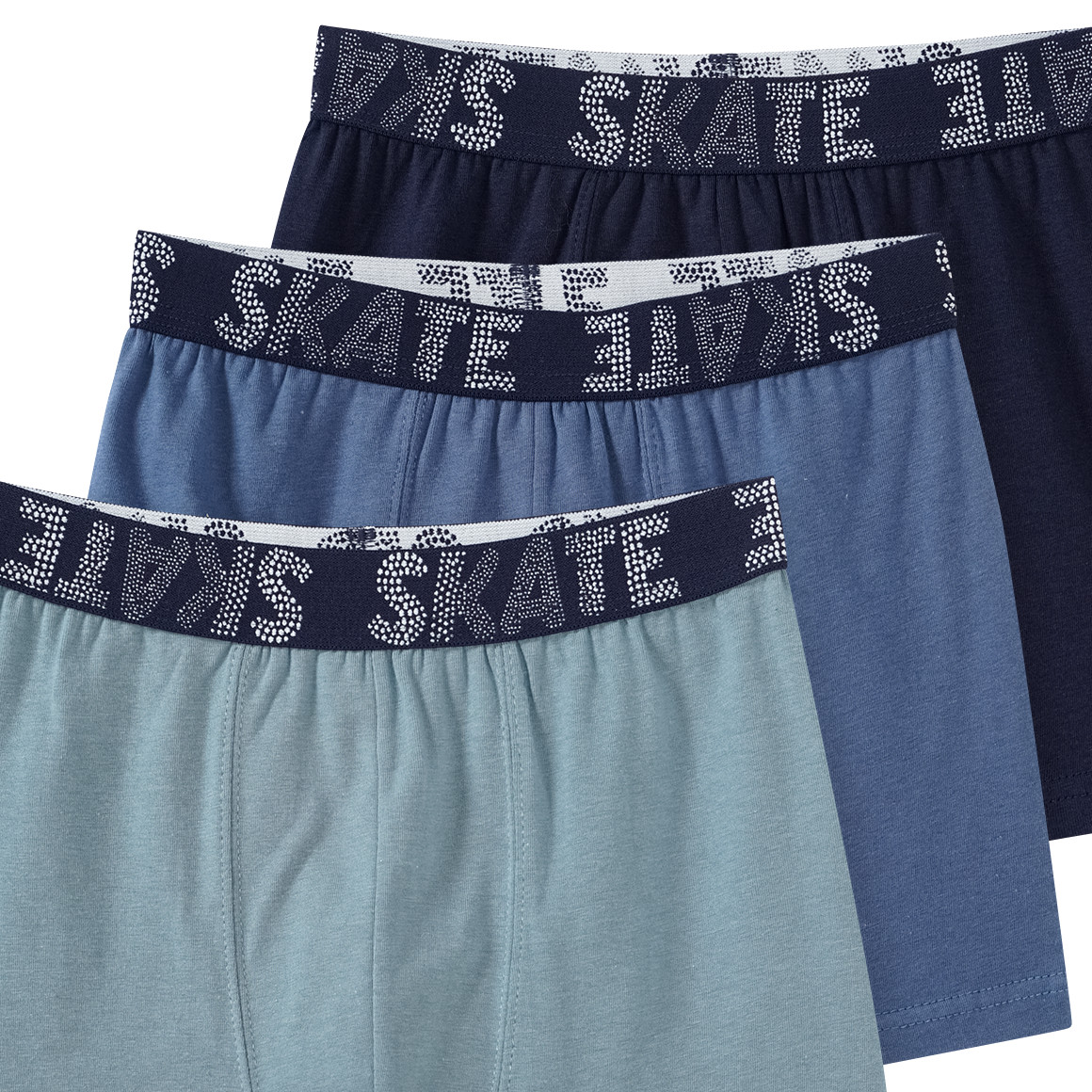 Yigga 3 Jungen Boxer mit Webbund blau / dunkelblau / graugrün