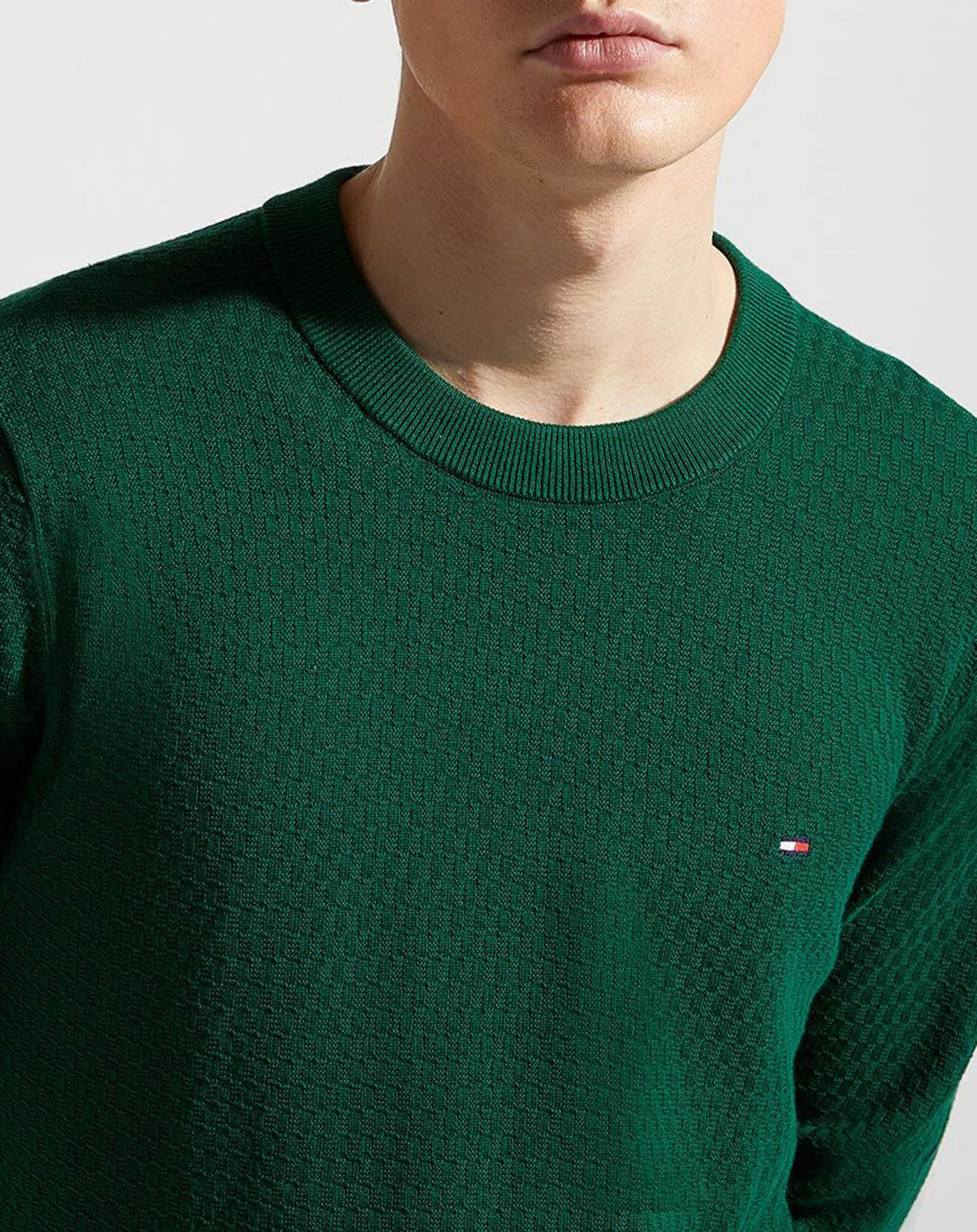 Tommy Hilfiger Pull Cross Structure vert gazon