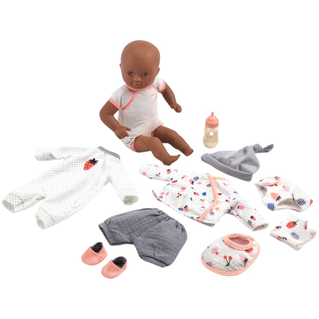 Djeco babypop pomea kofferset - cerise - 32 cm
