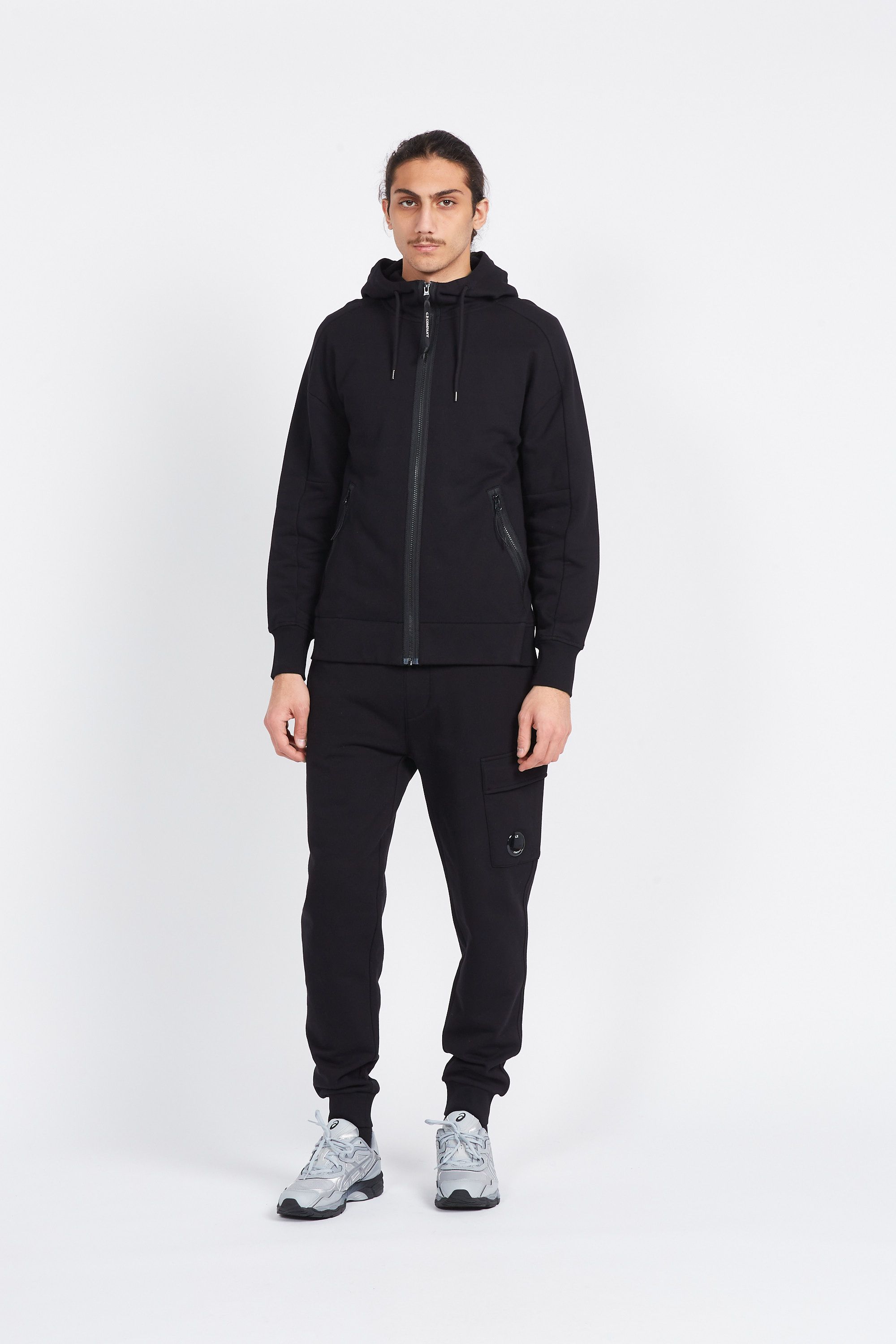 C.P. COMPANY Hoodie zippé DIAGONAL RAISED FLEECE  Noir