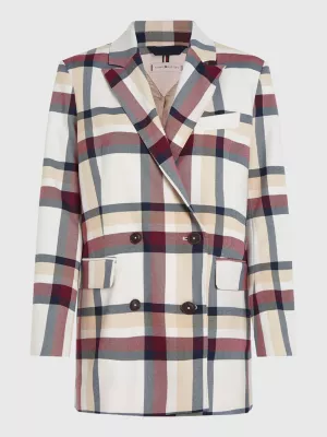 Blazer xadrez de abotoamento duplo