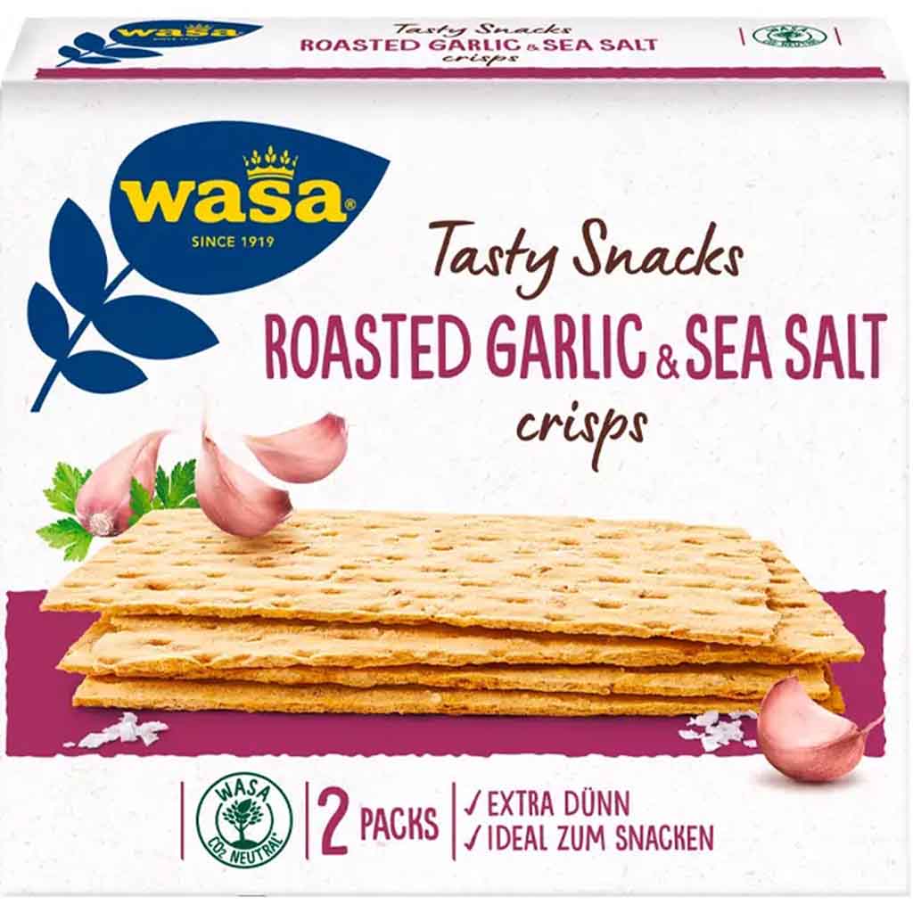 Wasa Tasty Snacks Roasted Garlic & Sea Salt Crisps 190g MHD:31.5.25