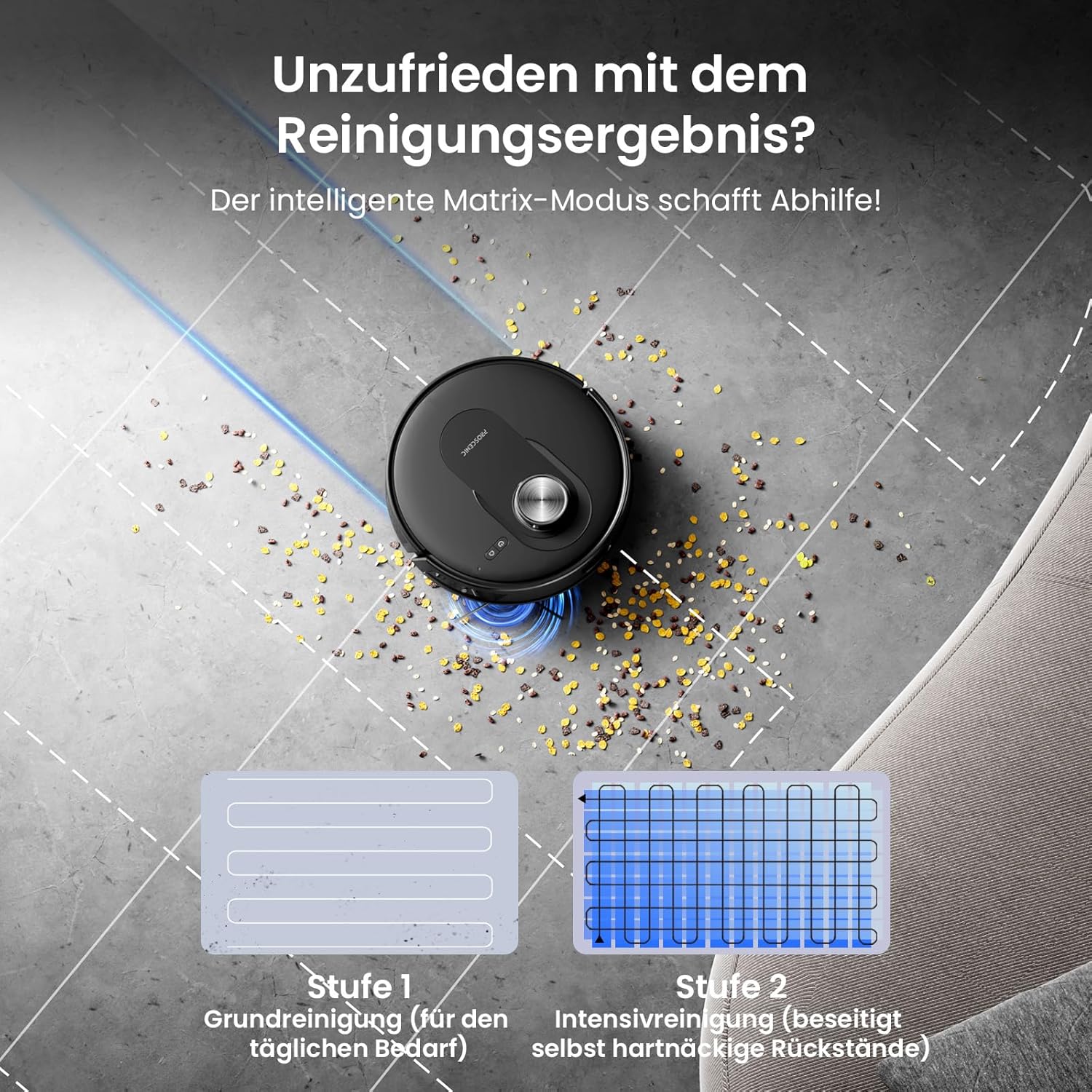 Proscenic Q8 Max+ Saugroboter mit Wischfunktion, 8000Pa 200min Staubsauger Roboter mit 3L Staubbeutel, Lidar-Navigation, intelligente Hindernisvermeidung, App Sprachsteuerung, für Hartböden Teppiche