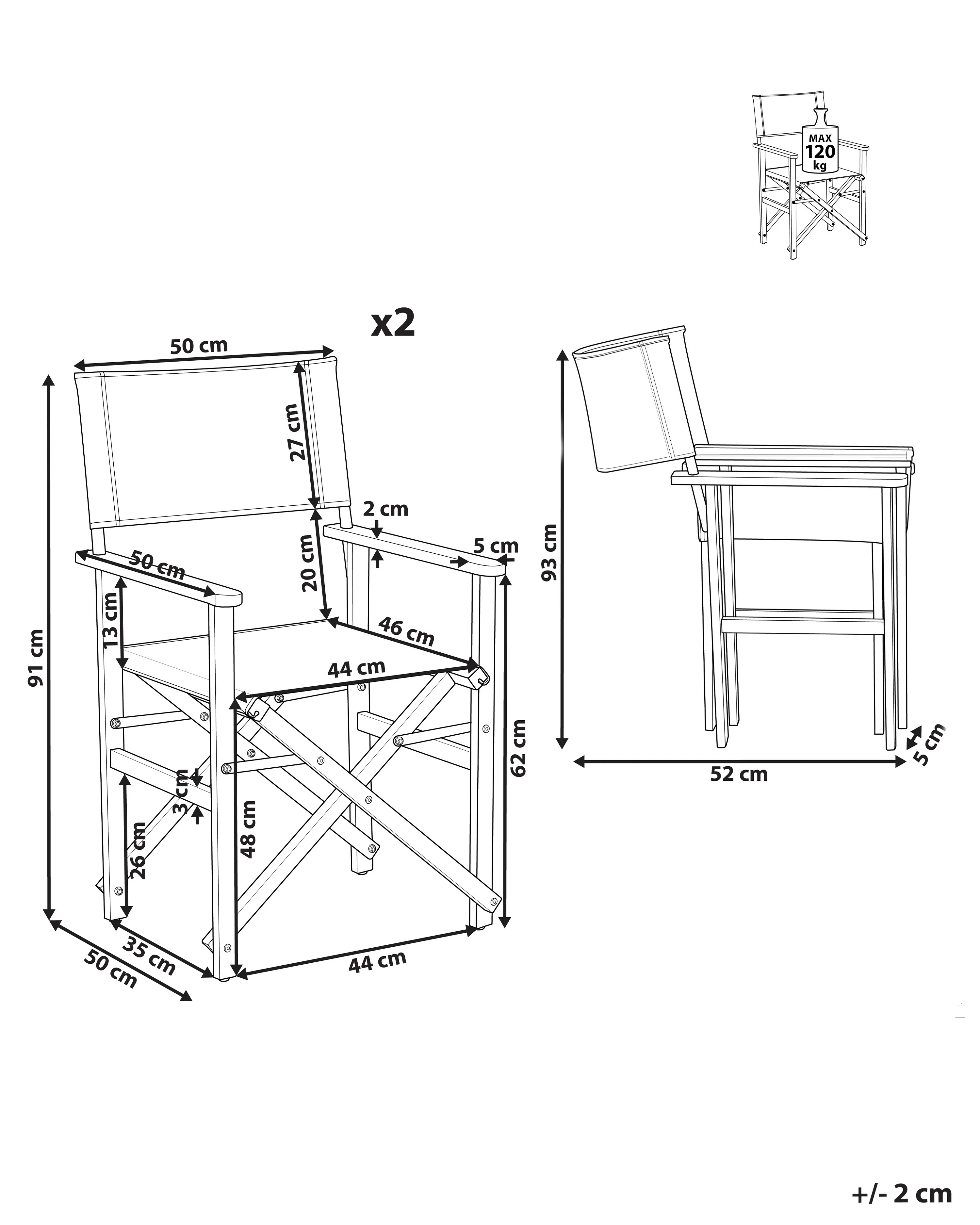 Set van 2 tuinstoelen CINE Acaciahout Gebroken wit