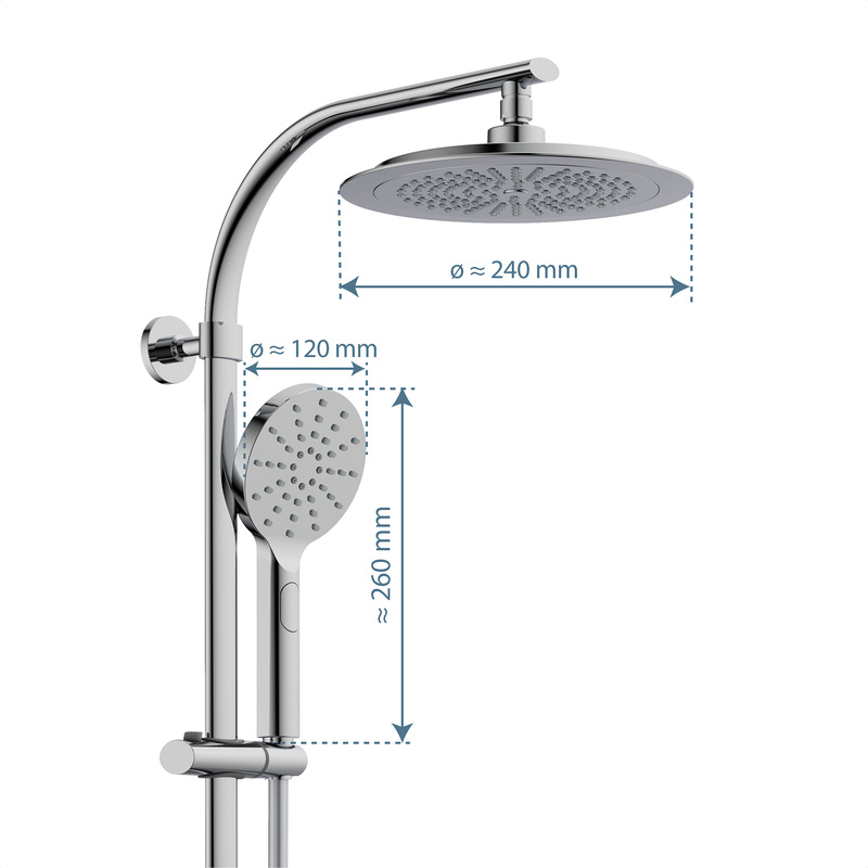 Schütte Madura Fresh douchesysteem met thermostatische mengkraan chroom