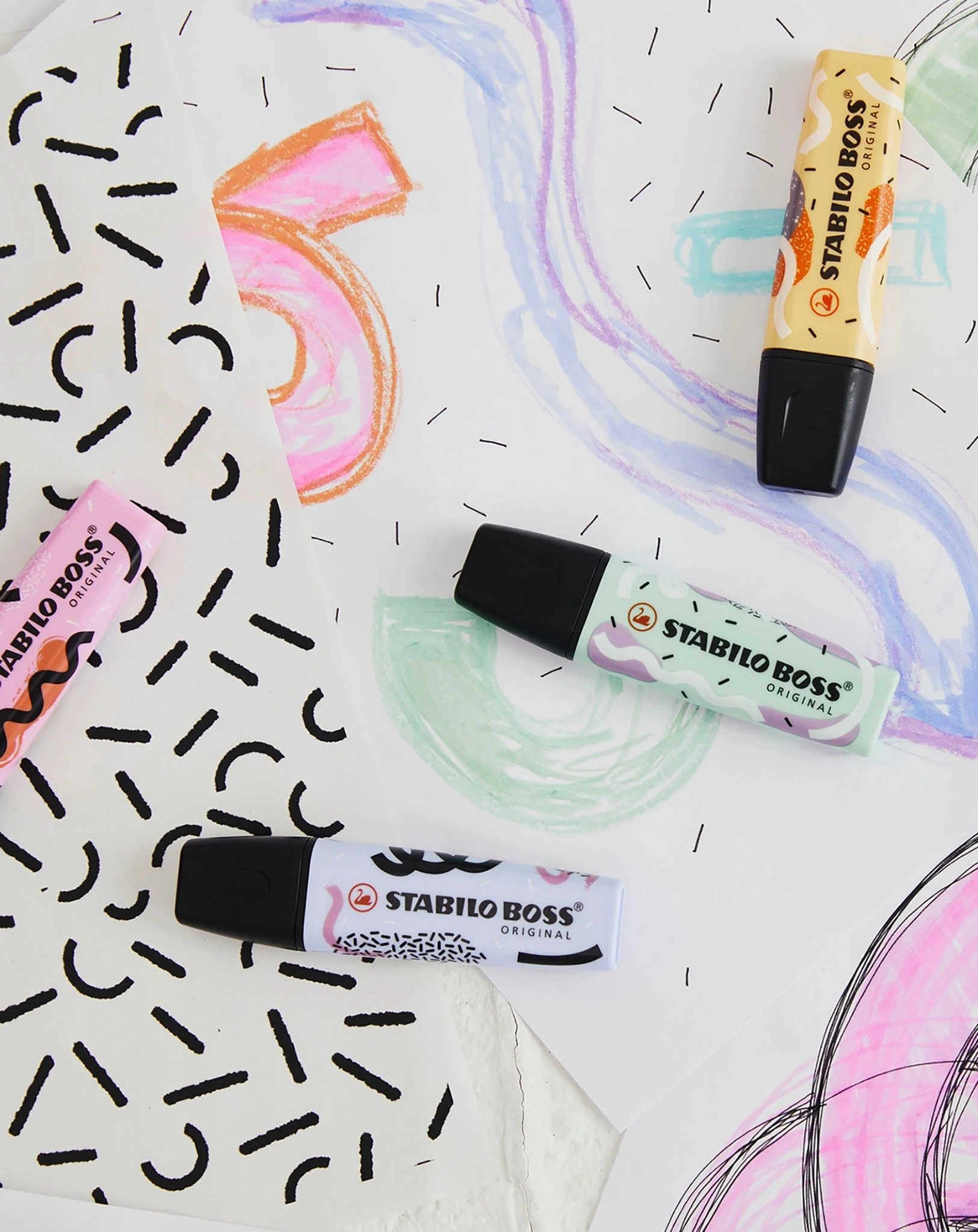 Textmarker STABILO® BOSS ORIGINAL Pastel by Ju Schnee 4er-Pack