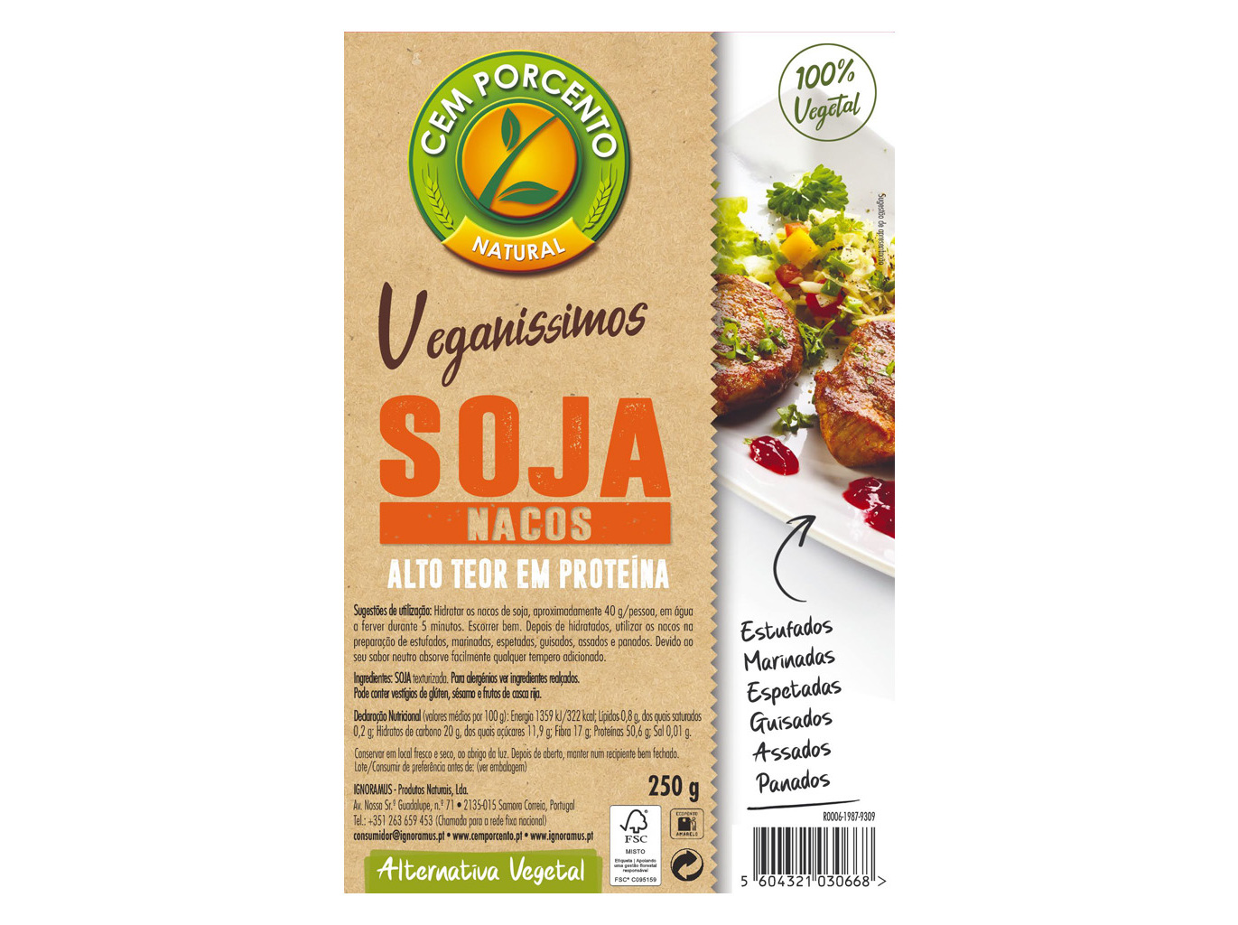 BIFES CEM PORCENTO SOJA DESIDRATADOS 250G