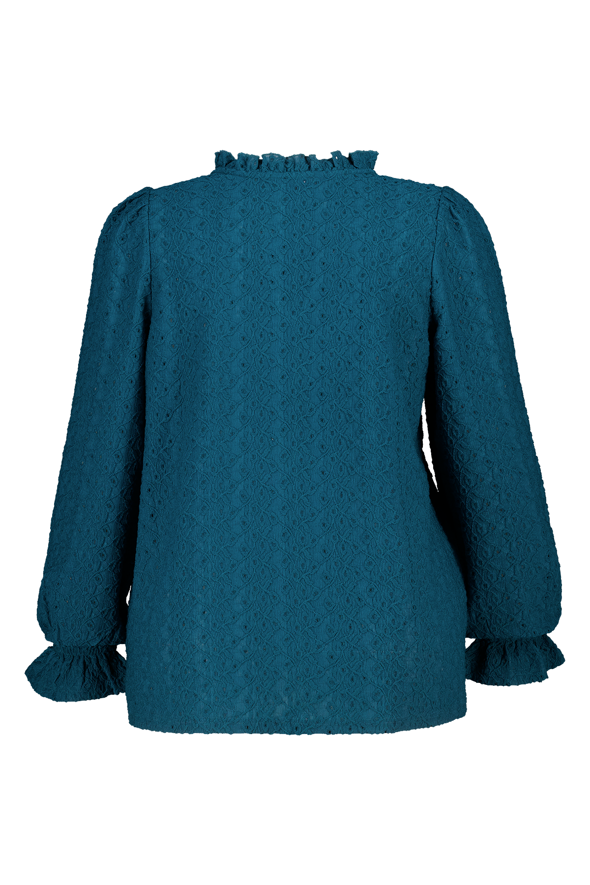Top met broderie Donker petrol