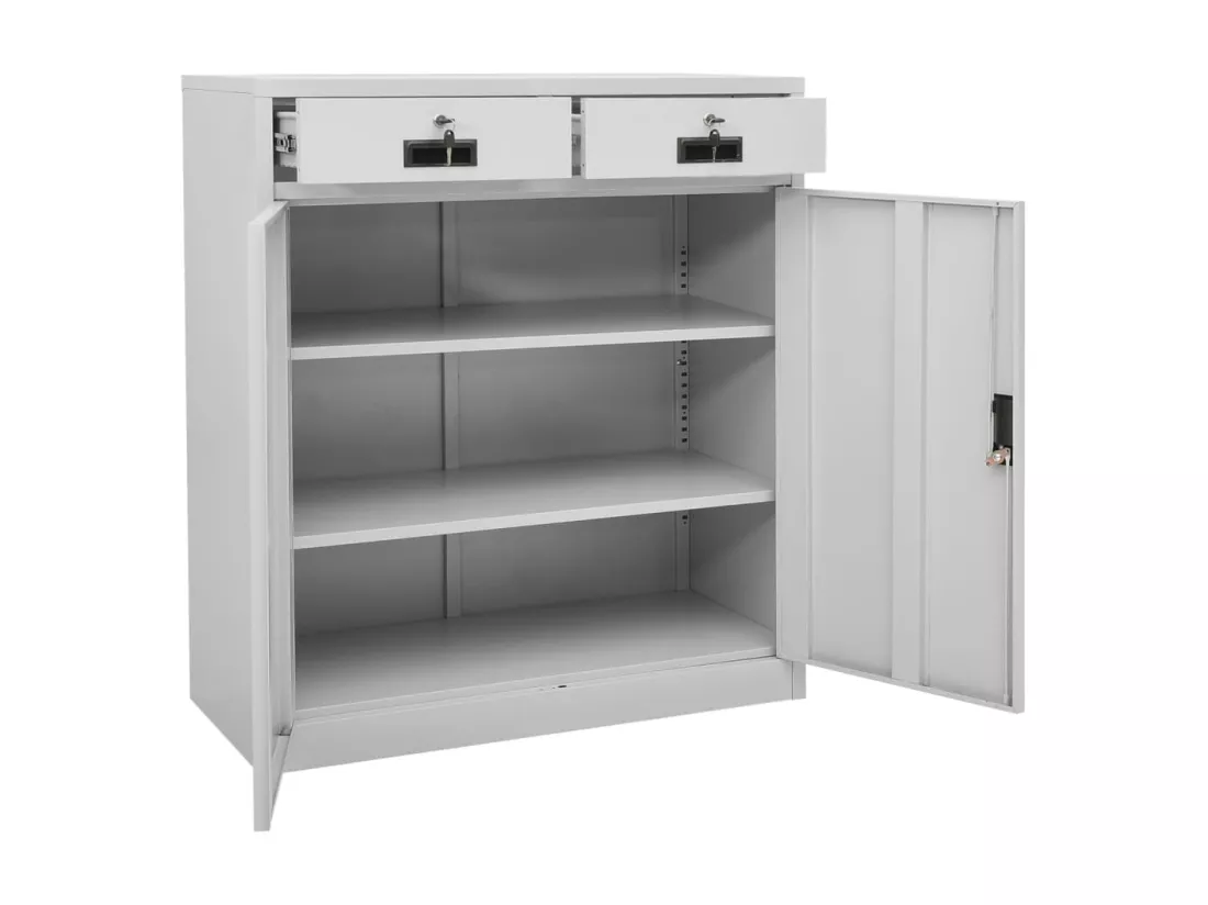 Armoire de bureau Gris clair 90x40x102 Acier 2