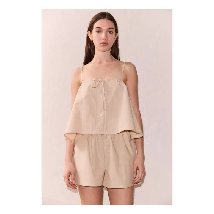 Deiji Studios Ensemble Strap Rayures Popeline de Coton Bio | Sable