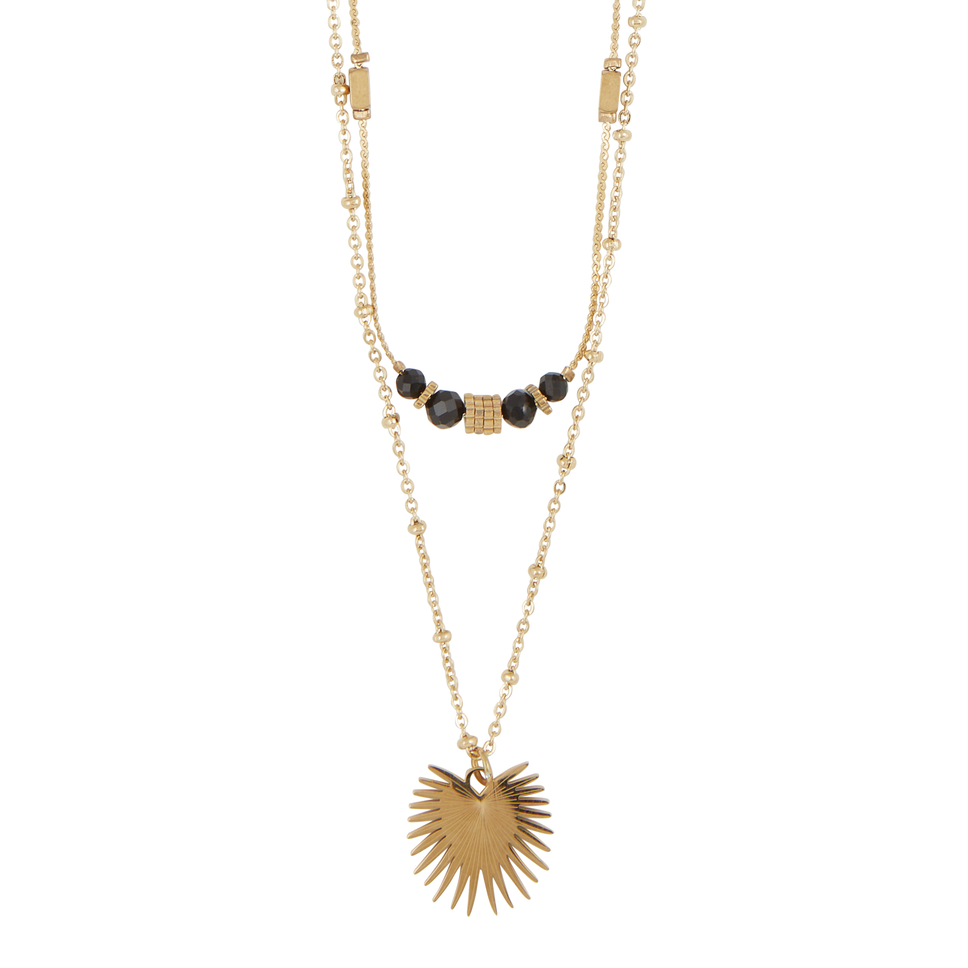 Collier à perles en acier | Doré