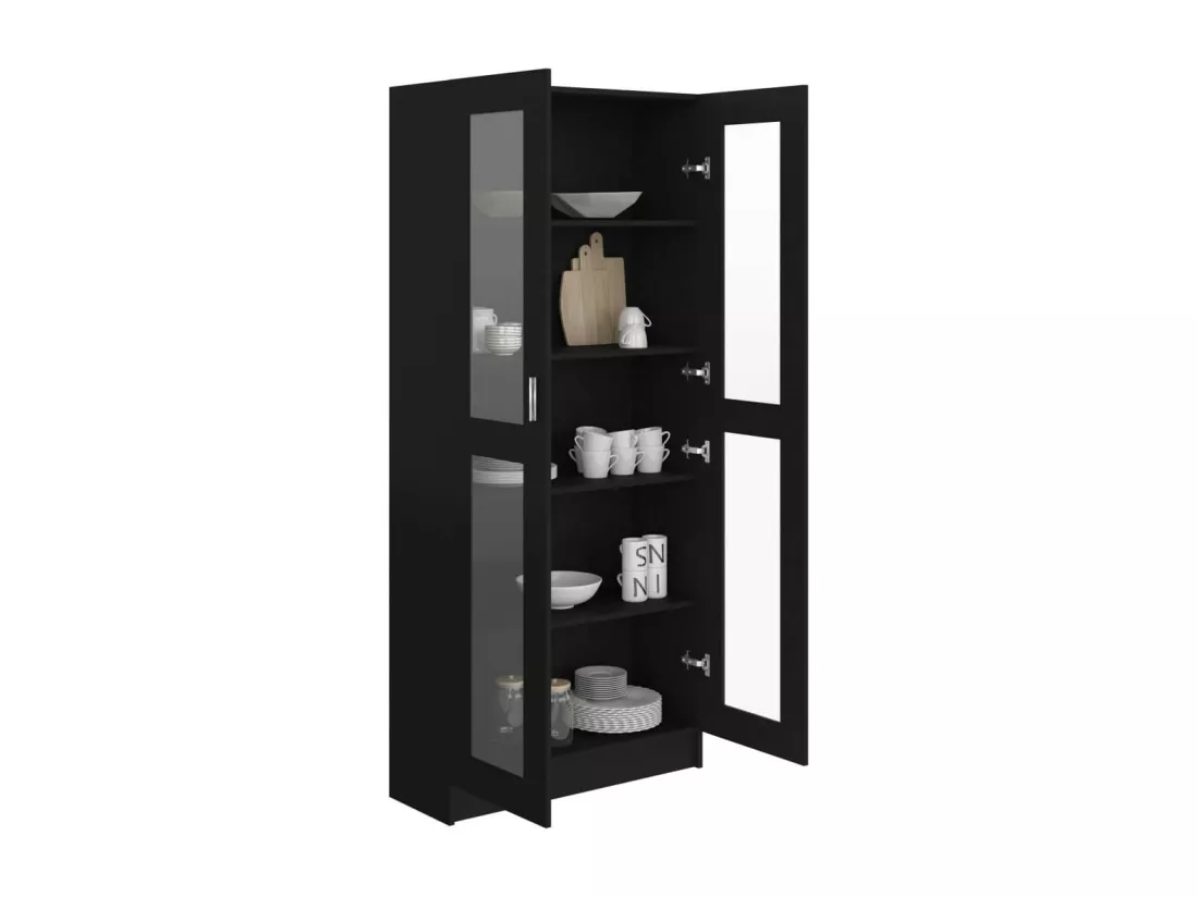 Armoire à vitrine Noir 82,5x30,5x185,5