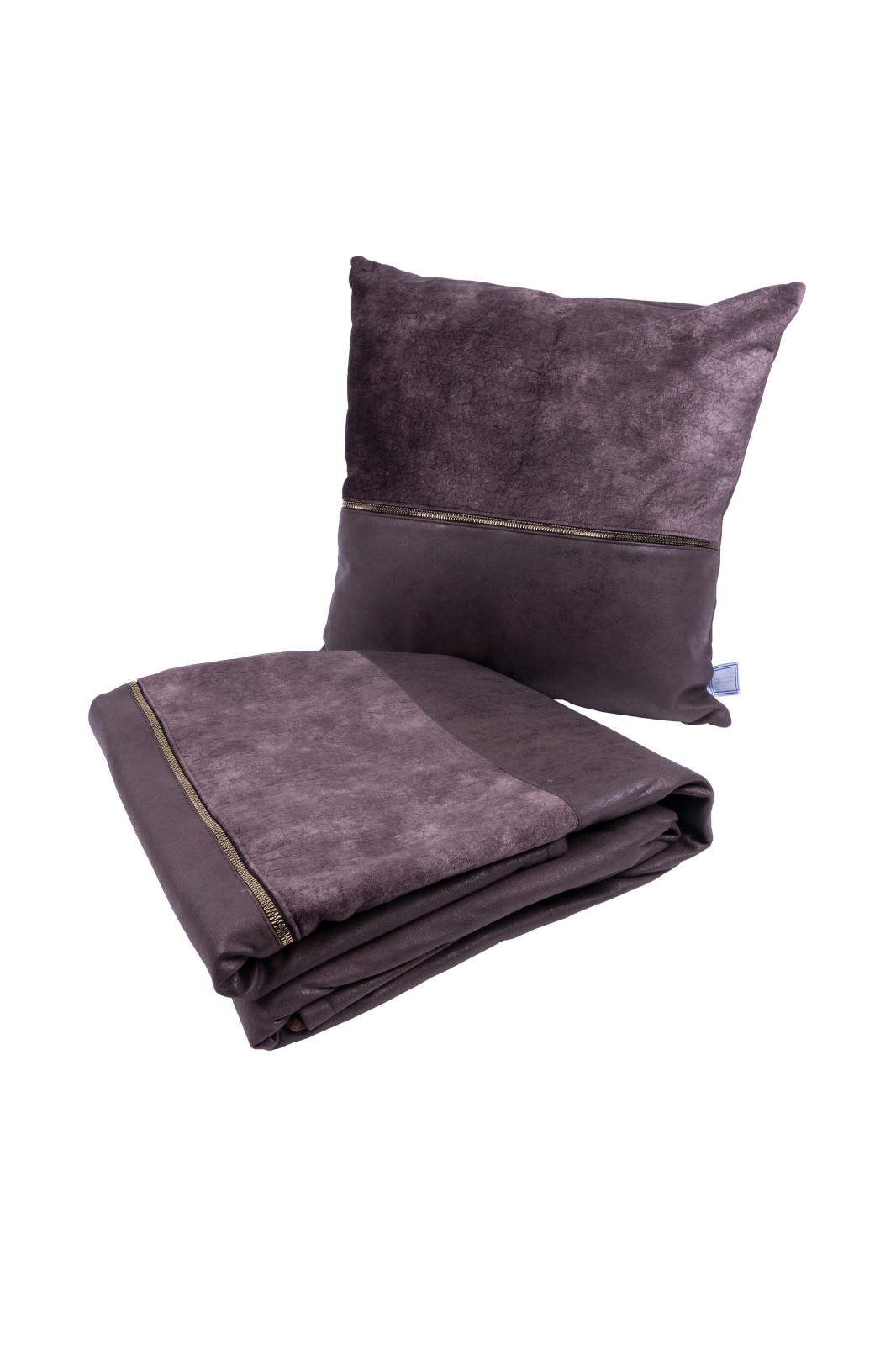 Decke & Kissen - grau-braun - 45x45 cm