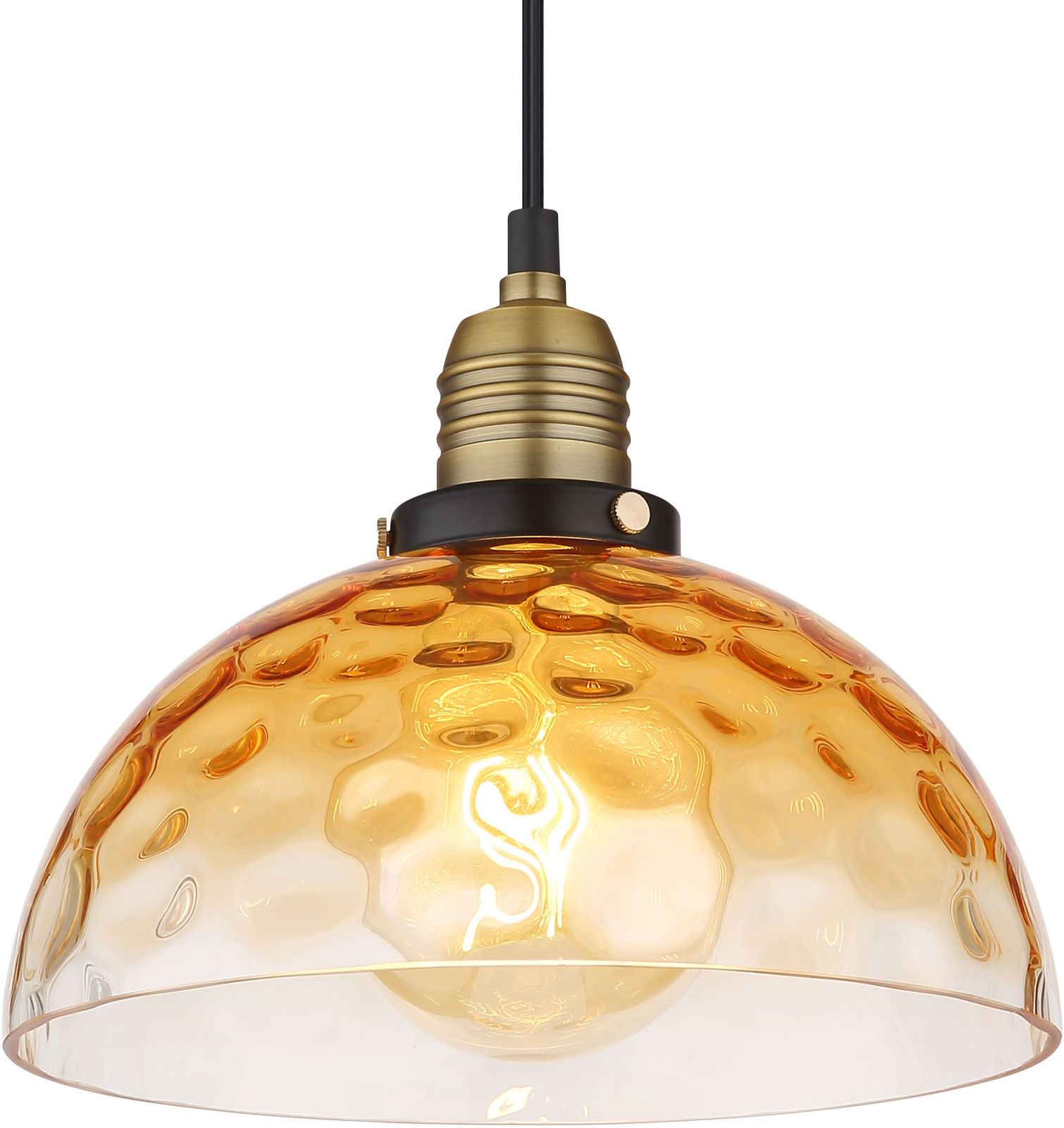 Hängeleuchte - schwarz matt - amber - Glas - Ø 25 cm