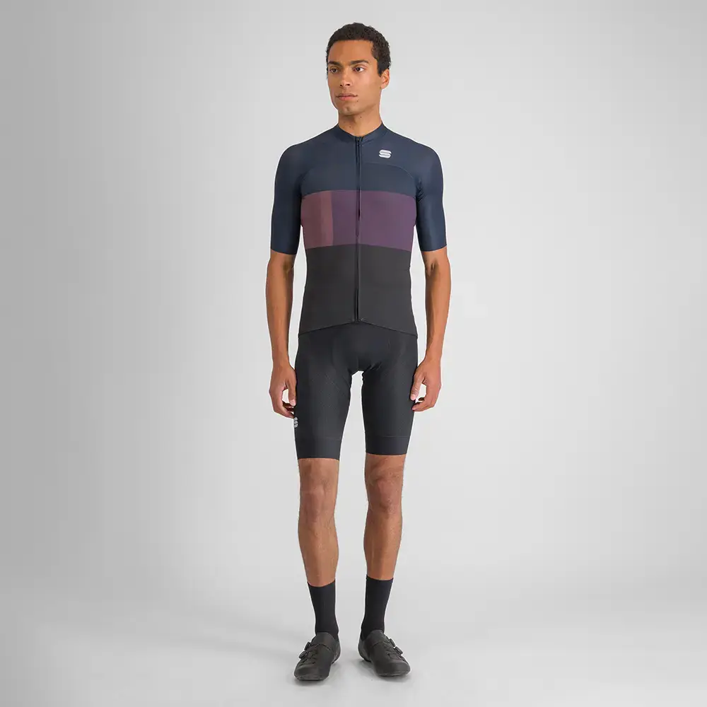 Sportful Snap Fietsshirt Korte Mouwen Donkerblauw/Zwart Heren