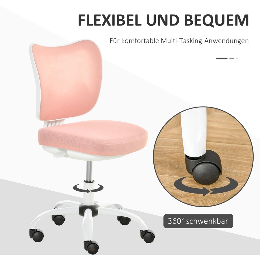 Vinsetto Bürostuhl Ergonomisches Liniendesign, ABS-Kunststoffgehäuse pink